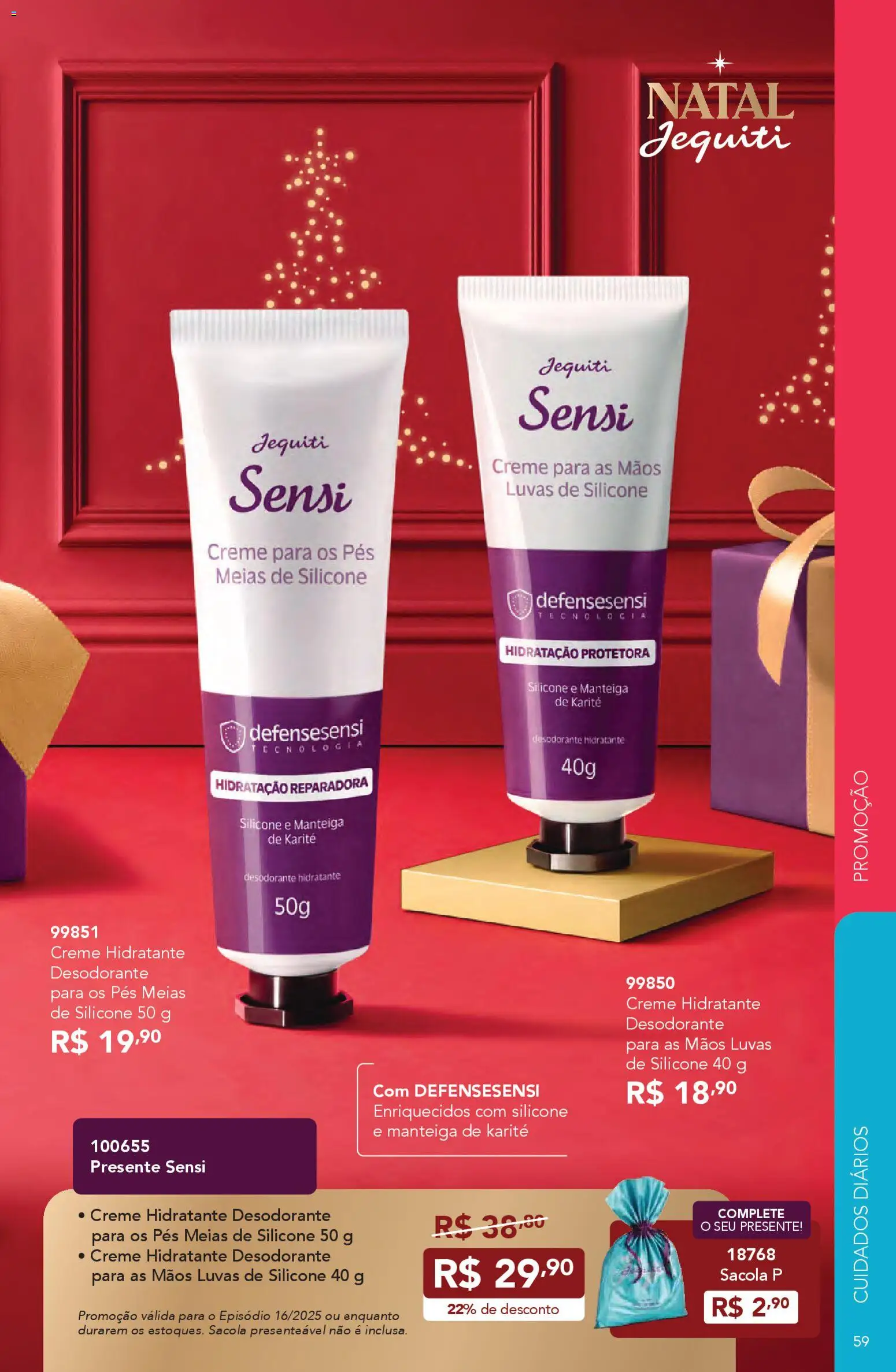 Jequiti Folheto - válido de 11.11.2025 | Página: 59 | Produtos: Desodorante, Manteiga, Creme, Meias