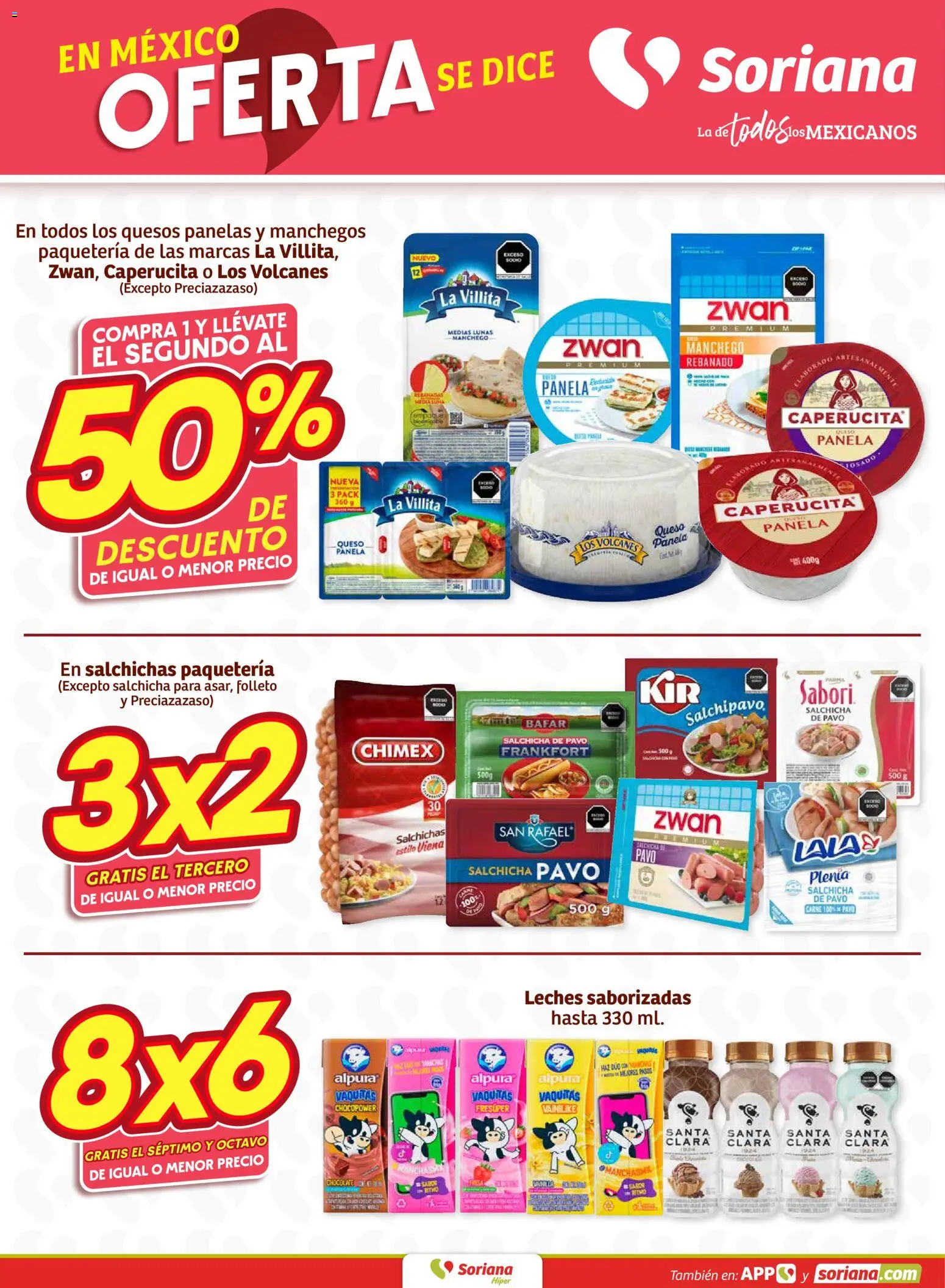 Nuevas ofertas de Soriana válidas en toda la República Mexicana desde el 08.01.2026. ¡Encuentra las mejores ofertas en Soriana - Fin de Semana Híper: Ags, Nay, Jal, Qro, Col, Mich, Gto, Hgo, Tlax, Mor, Pue, Gro, Oax, Edo. de Mex, Valle de México, Zac y SLP (2)! | Página: 4 | Productos: Salchicha, Queso, Chocolate