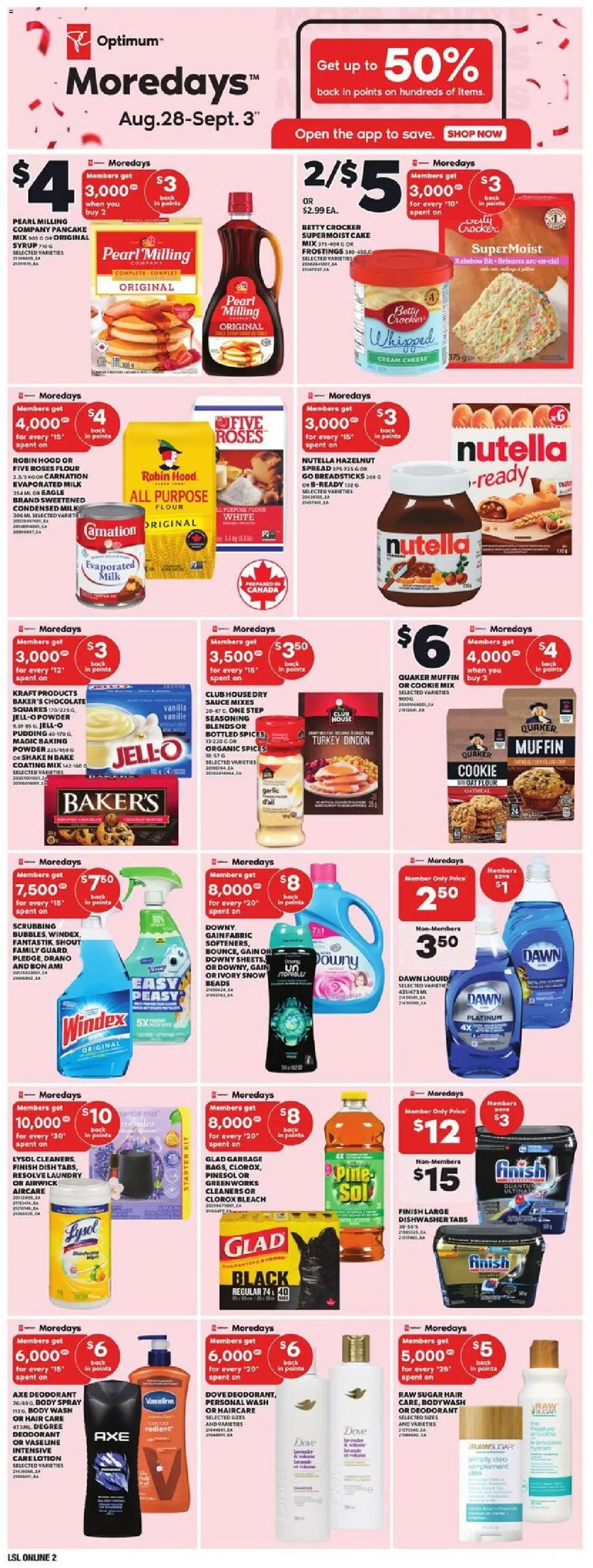 Loblaws flyer valid from 28.08.2025 | Page: 8 | Products: Cream, Deodorant, Milk, Chocolate