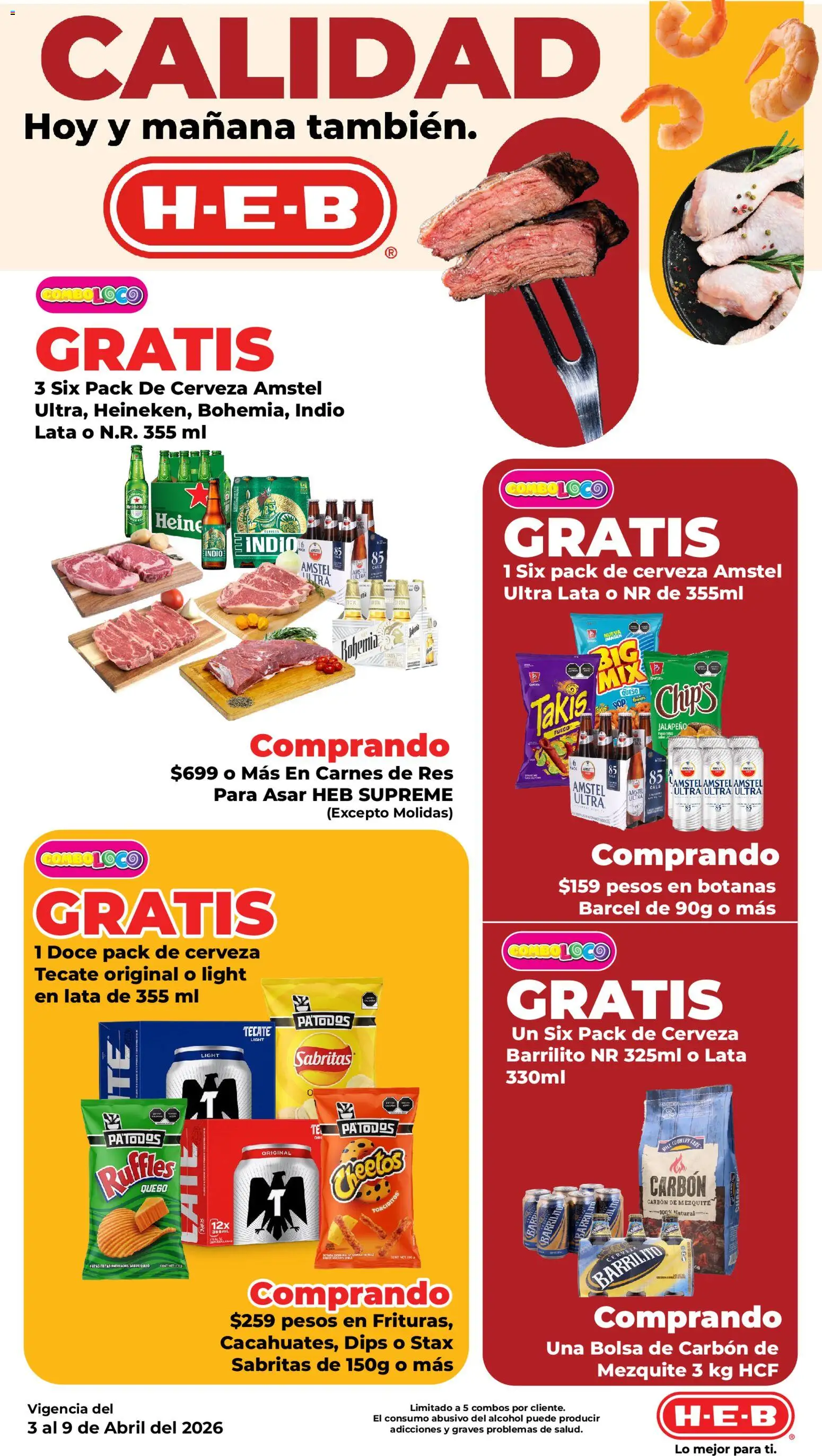 Nuevas ofertas de H-E-B válidas en toda la República Mexicana desde el 03.04.2026. ¡Encuentra las mejores ofertas en H-E-B folleto! | Página: 5 | Productos: Bolsa, Queso, Cerveza, Res