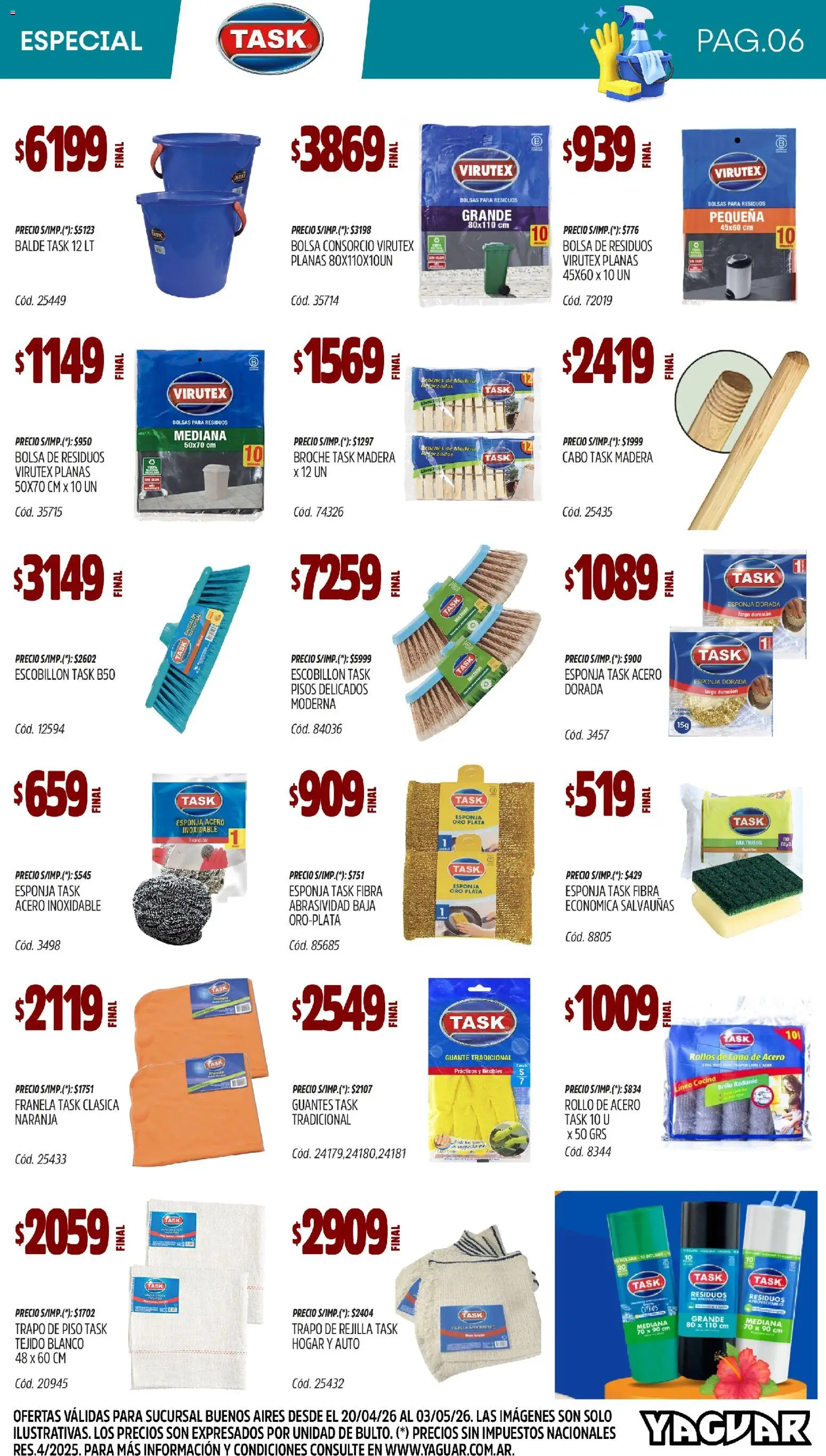 Yaguar - Especial Limpieza Buenos Aires │ válido desde el 20.04.2026 | Página: 6 | Productos: Brillo, Esponja, Guantes, Radiante