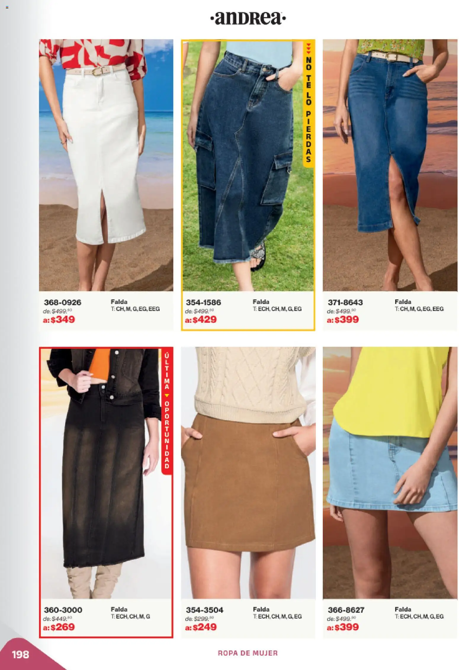 Nuevas ofertas de Andrea válidas en toda la República Mexicana desde el 02.11.2025. ¡Encuentra las mejores ofertas en Andrea catálogo Outlet! | Página: 198 | Productos: Ropa, Falda