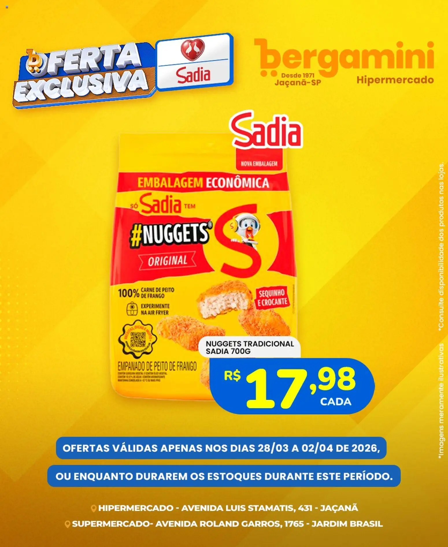 Supermercado Bergamini Folheto - válido de 28.03.2026 | Página: 3 | Produtos: Air fryer, Carne, Frango, Peito de frango