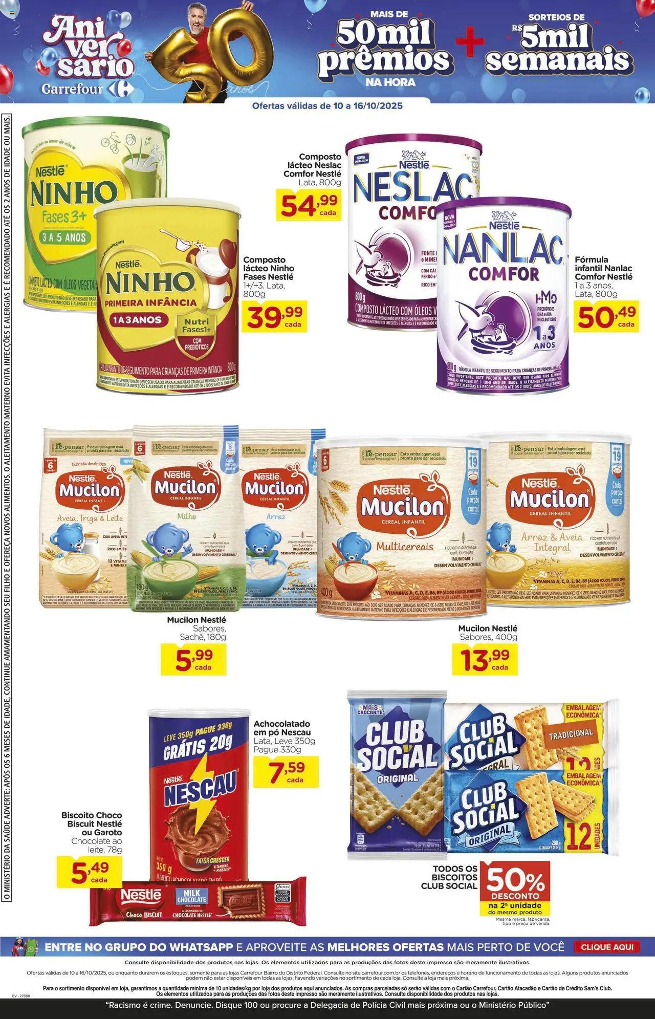 Carrefour Bairro Folheto - válido de 10.10.2025 | Página: 5 | Produtos: Nescau, Achocolatado, Leite, Fórmula infantil