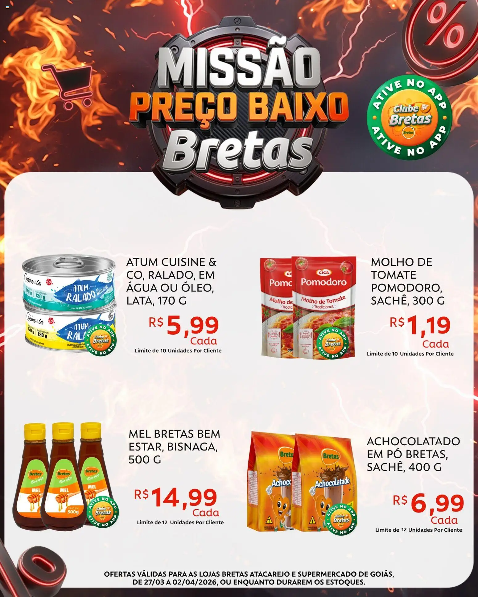 Bretas Folheto - válido de 27.03.2026 | Página: 4 | Produtos: Pó, Achocolatado, Óleo, Mel