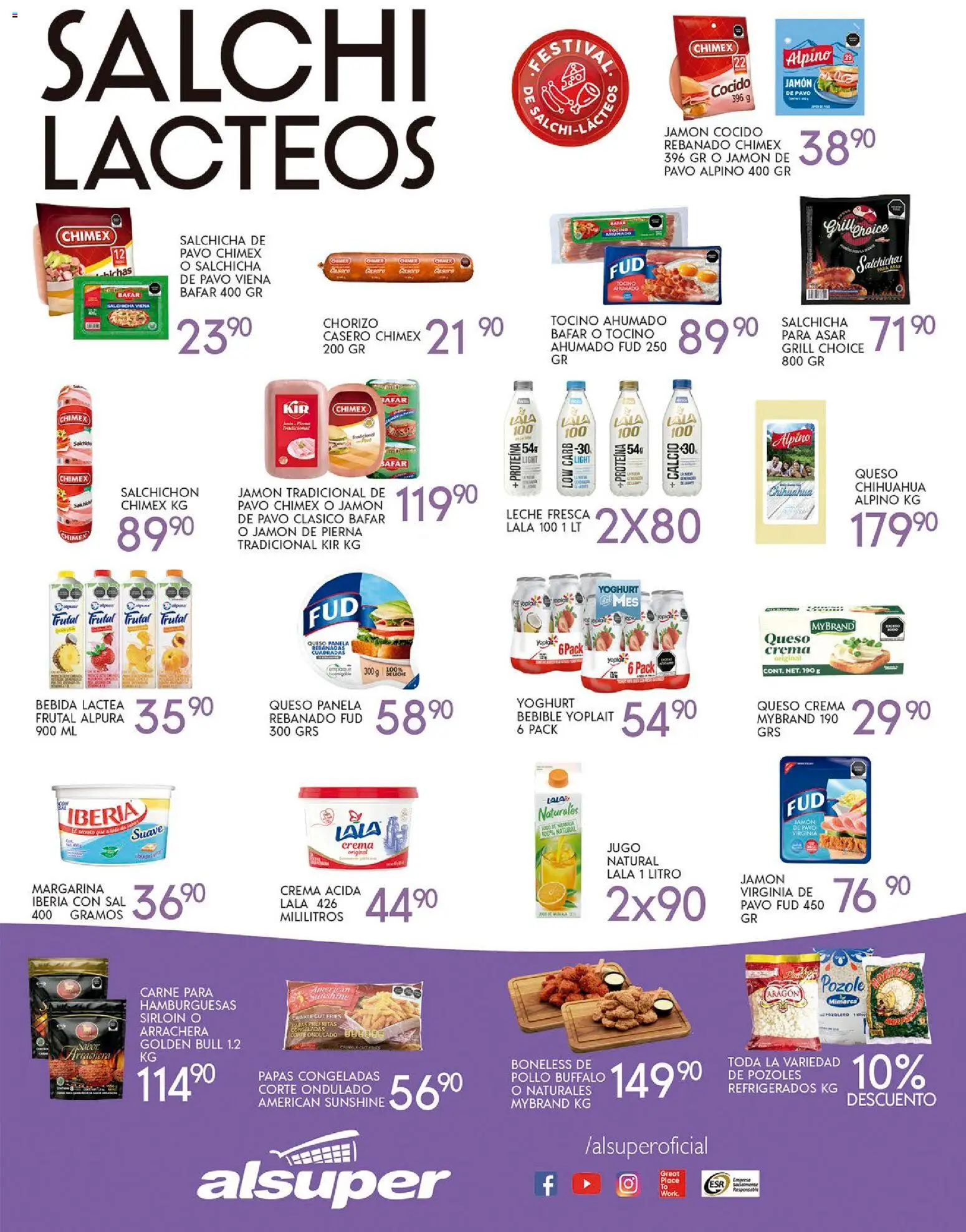 Nuevas ofertas de Alsuper válidas en toda la República Mexicana desde el 24.10.2025. ¡Encuentra las mejores ofertas en Alsuper folleto Chihuahua-Estado! | Página: 3 | Productos: Jamón cocido, Crema, Queso, Margarina