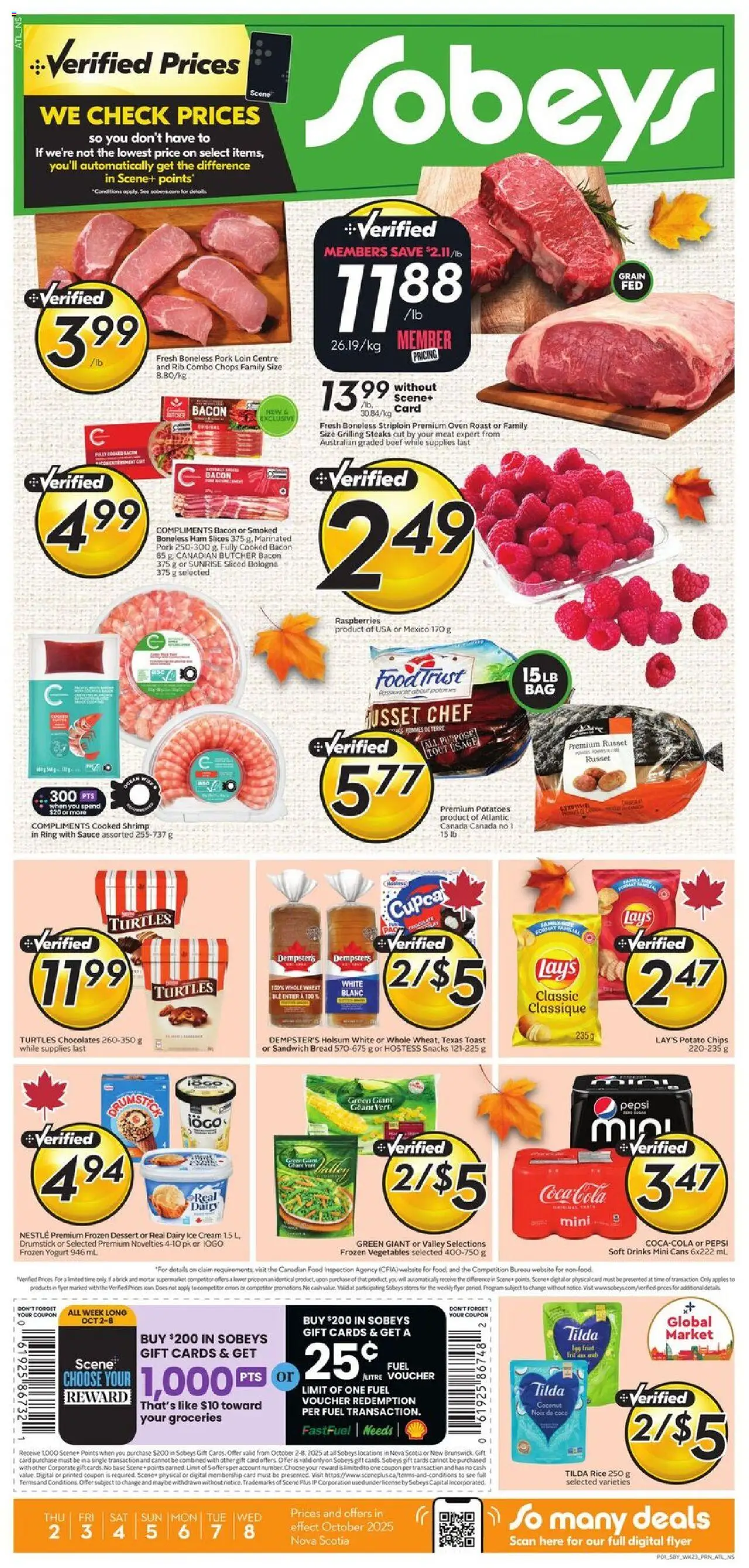 Sobeys flyer valid from 02.10.2025 | Page: 1 | Products: Rice, Beef, Chips, Oven