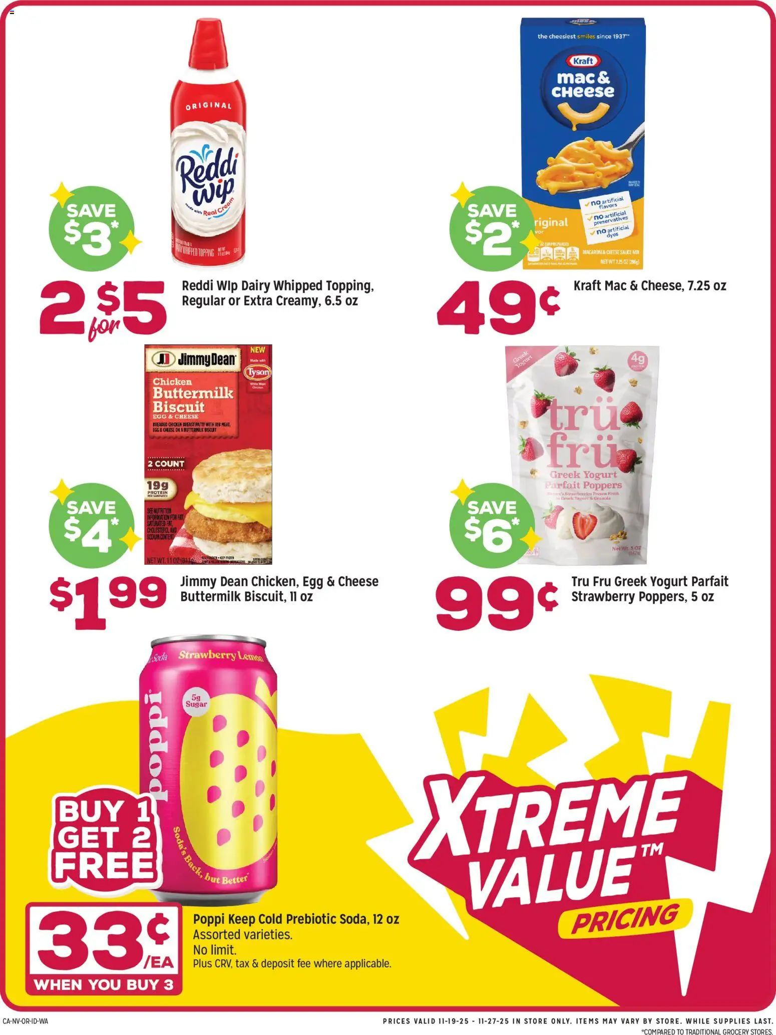 Grocery Outlet Weekly Ad - ID - valid from 19.11.2025 | Page: 3 | Products: Cheese, Strawberries, Sauce, Lemon