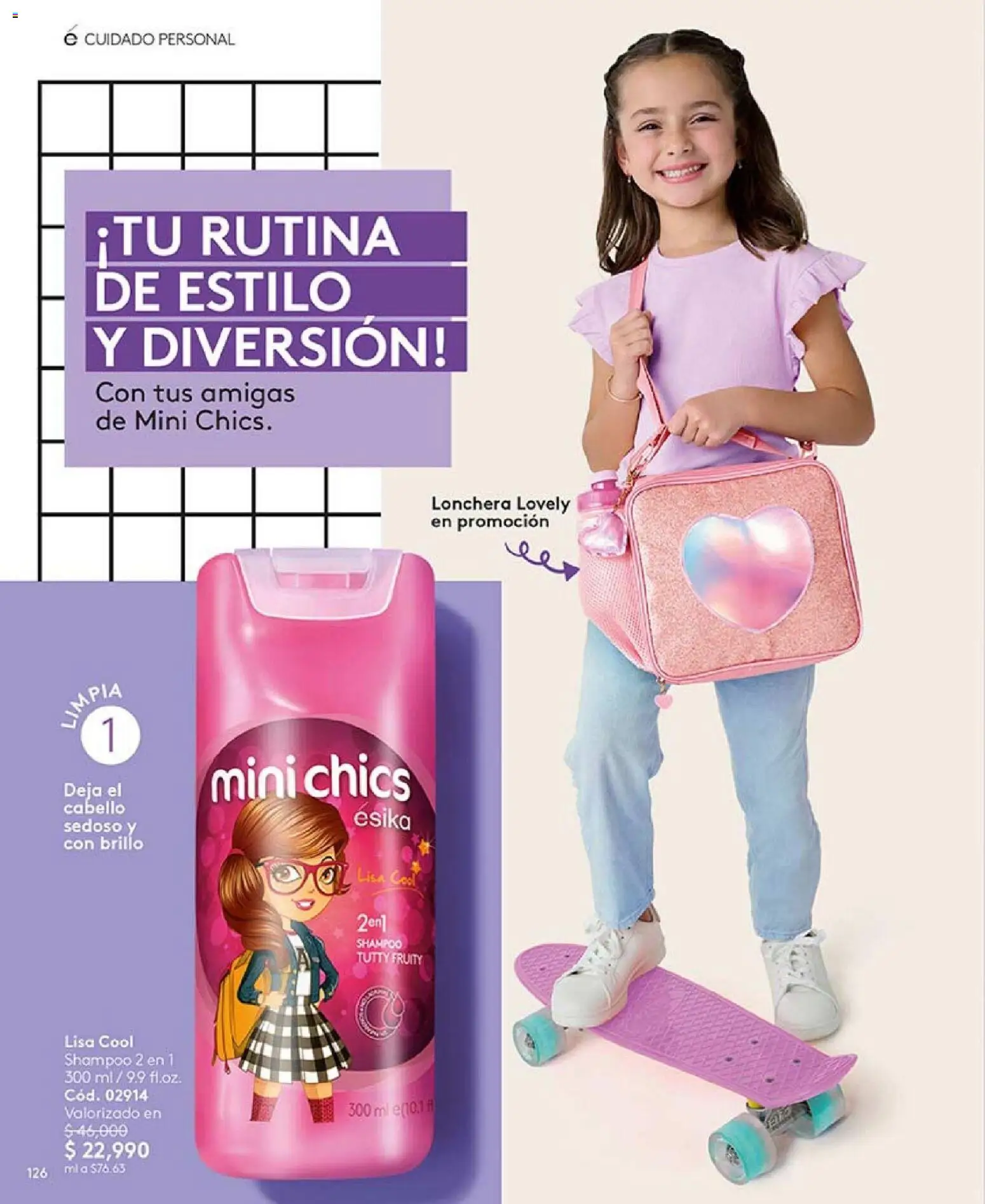 Ésika revista - valida desde el 01.04.2026 | Página: 126 | Productos: Shampoo, Brillo, Lonchera