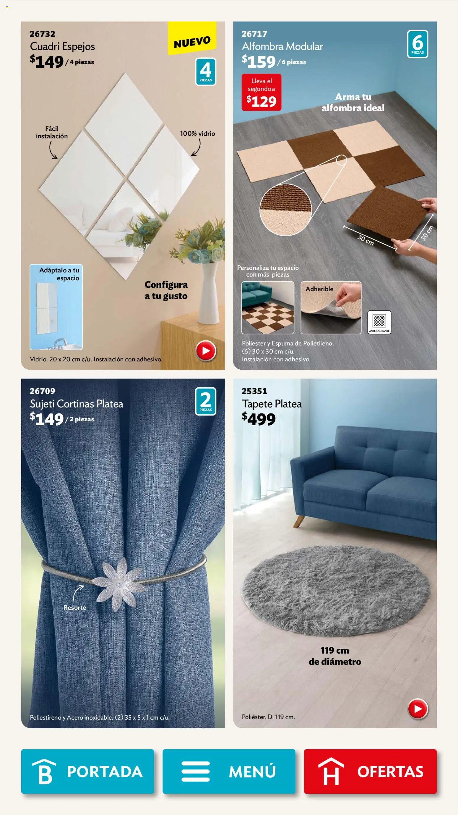 Nuevas ofertas de Betterware válidas en toda la República Mexicana desde el 02.03.2026. ¡Encuentra las mejores ofertas en Betterware campaña 3 2026! | Página: 74 | Productos: Modular, Cortinas, Alfombra, Tapete