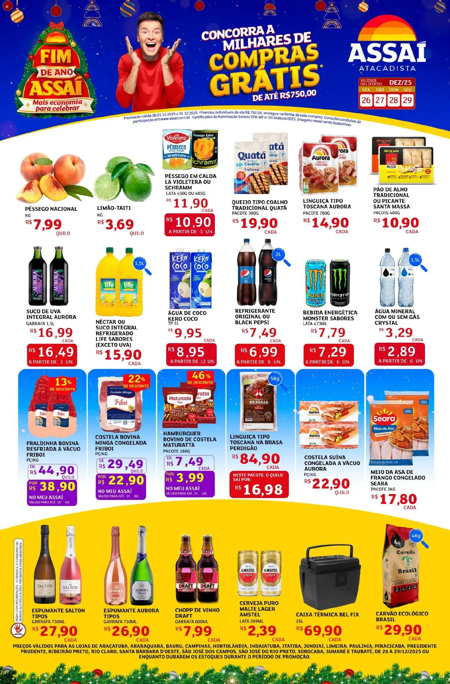 Assaí Atacadista Folheto - válido de 26.12.2025 | Página: 1 | Produtos: Queijo, Cerveja, Hambúrguer, Água mineral