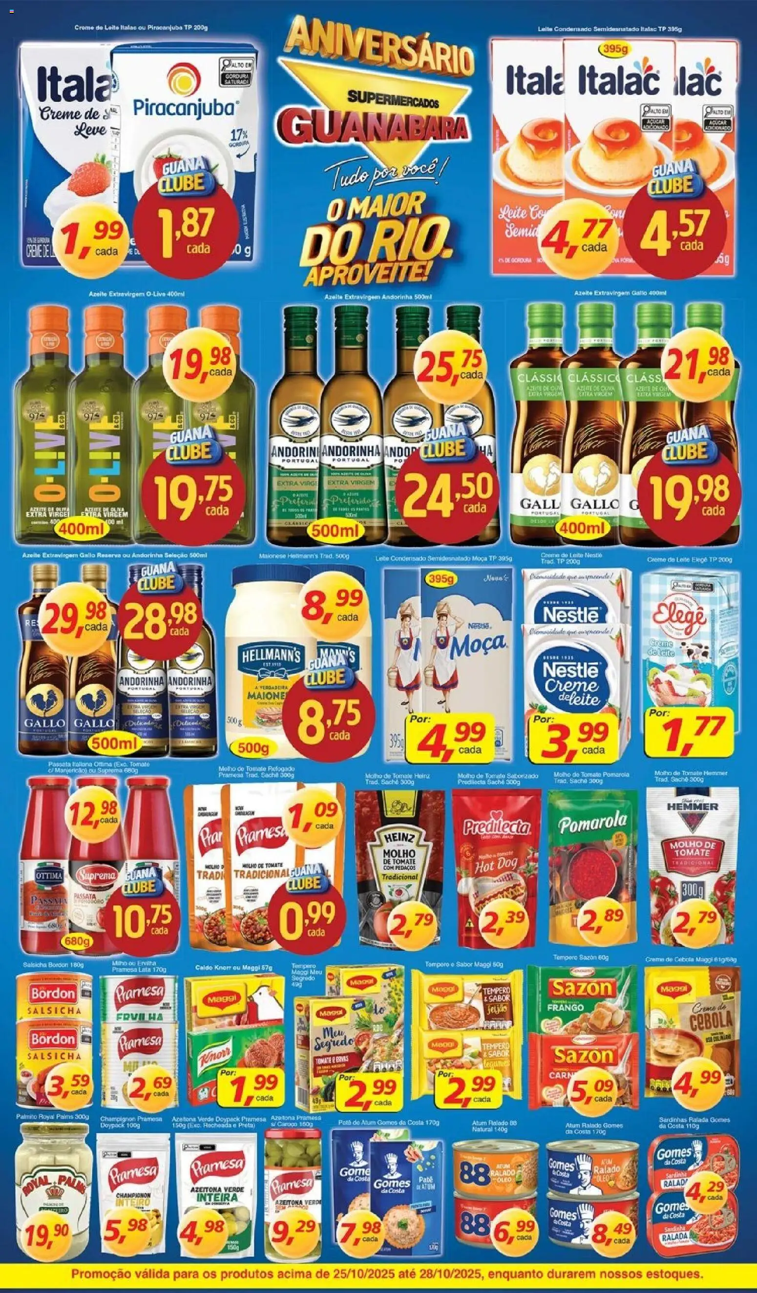 Supermercados Guanabara Folheto - válido de 25.10.2025 | Página: 3 | Produtos: Cebola, Manjericão, Molho de tomate, Gomes da costa