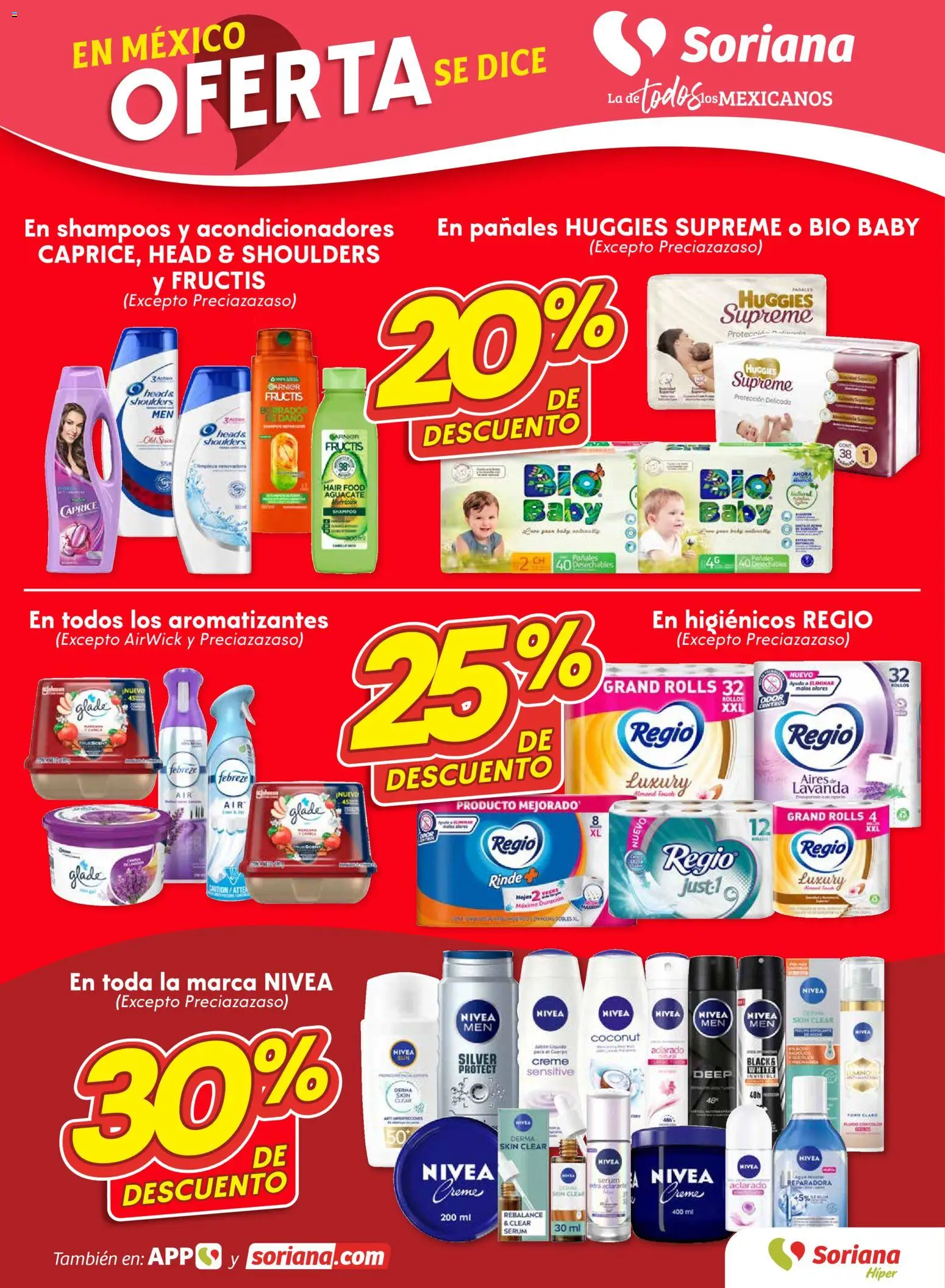 Nuevas ofertas de Soriana válidas en toda la República Mexicana desde el 23.10.2025. ¡Encuentra las mejores ofertas en Soriana - Fin de Semana Híper: Ags, Nay, Jal, Qro, Col, Mich, Gto, Hgo, Tlax, Mor, Pue, Gro, Oax, Edo. de Mex, Valle de México, Za! | Página: 3 | Productos: Serum, Aguacate, Pañales