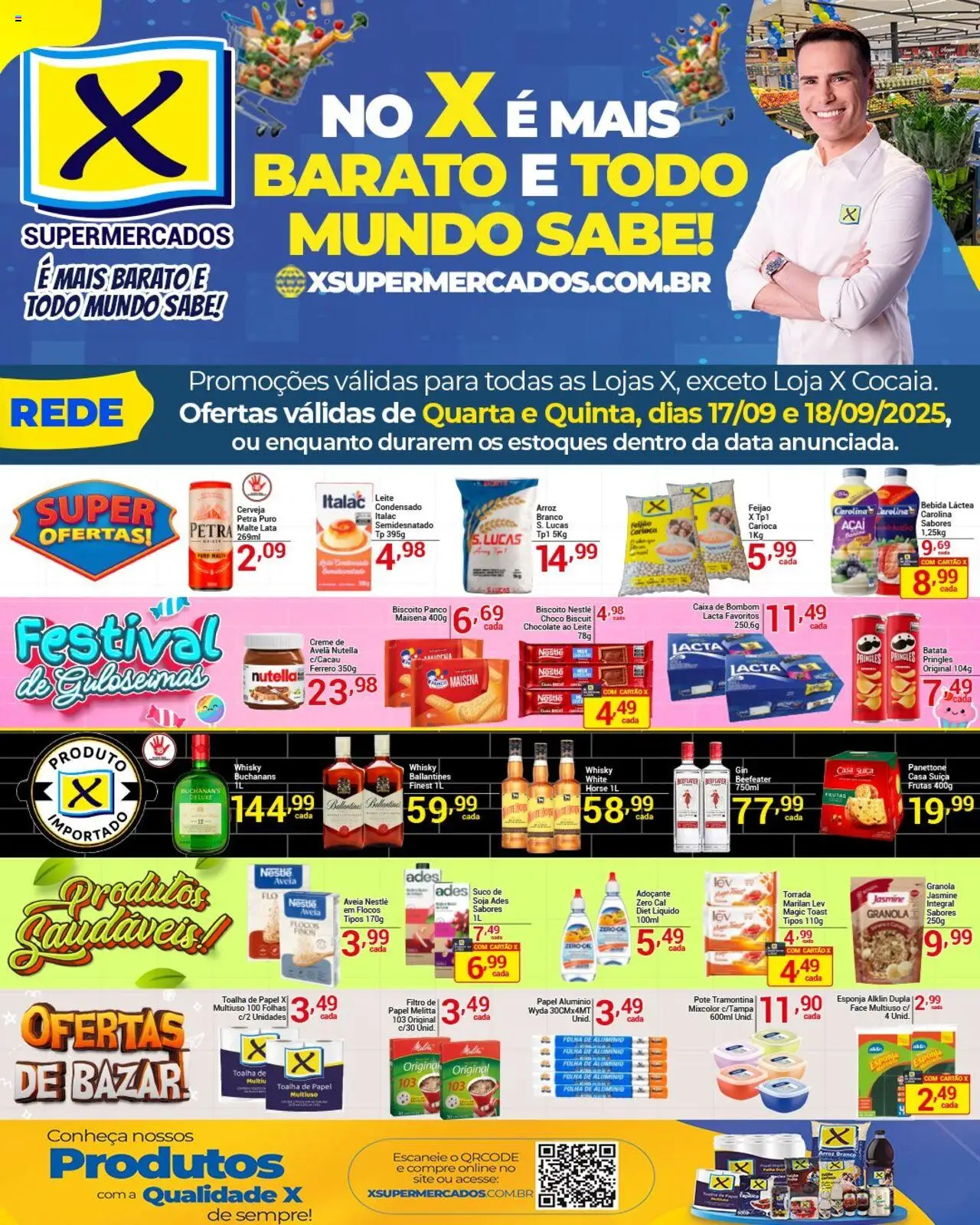 X Supermercados Folheto - válido de 17.09.2025 | Página: 1 | Produtos: Feijão, Biscoito, Chocolate, Granola
