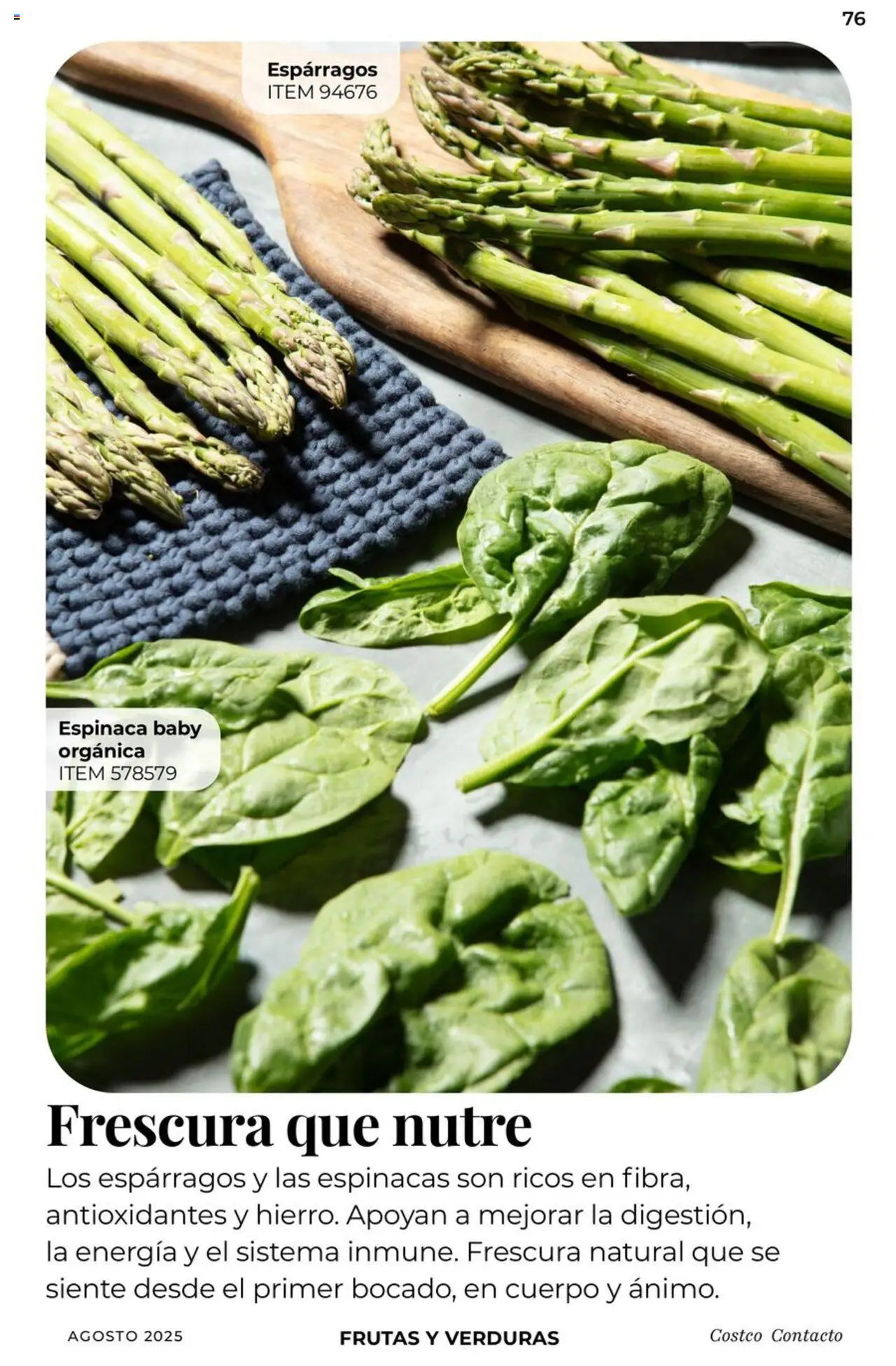 Nuevas ofertas de Costco válidas en toda la República Mexicana desde el 07.08.2025. ¡Encuentra las mejores ofertas en Costco - Catálogo Agosto! | Página: 76 | Productos: Espárragos, Espinaca