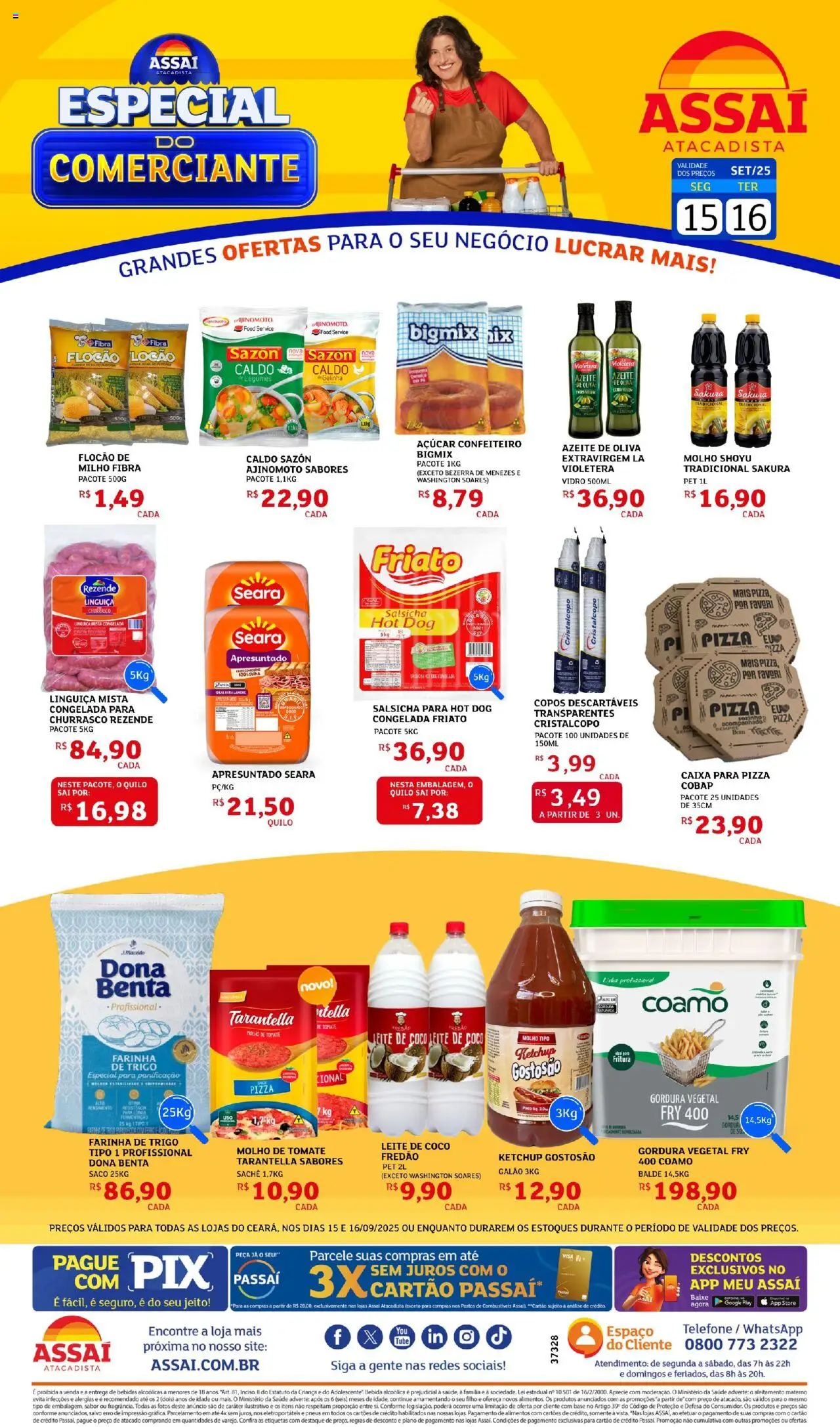 Assaí Atacadista Folheto - válido de 15.09.2025 | Página: 1 | Produtos: Salsicha, Pneus, Copos, Azeite