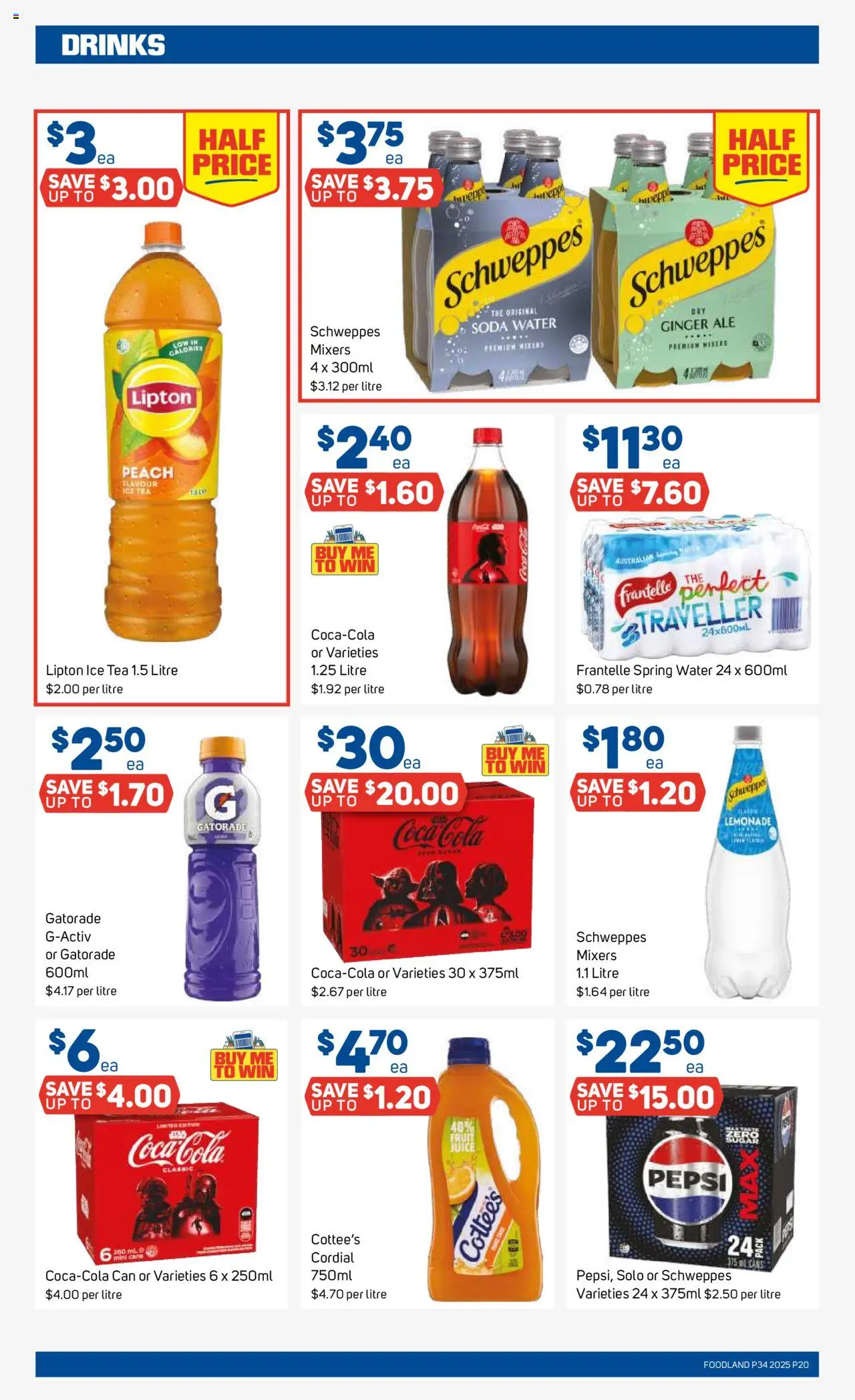 Foodland catalogue - valid from 20.08.2025 | Page: 20 | Products: Ginger, Coca Cola, Pepsi, Water