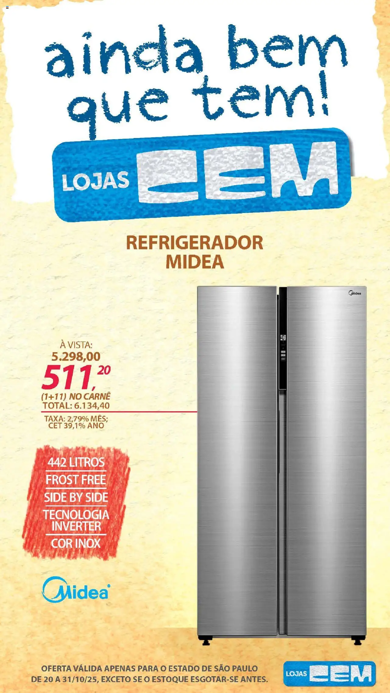 Lojas Cem Folheto - válido de 20.10.2025 | Página: 37 | Produtos: Refrigerador, Carne