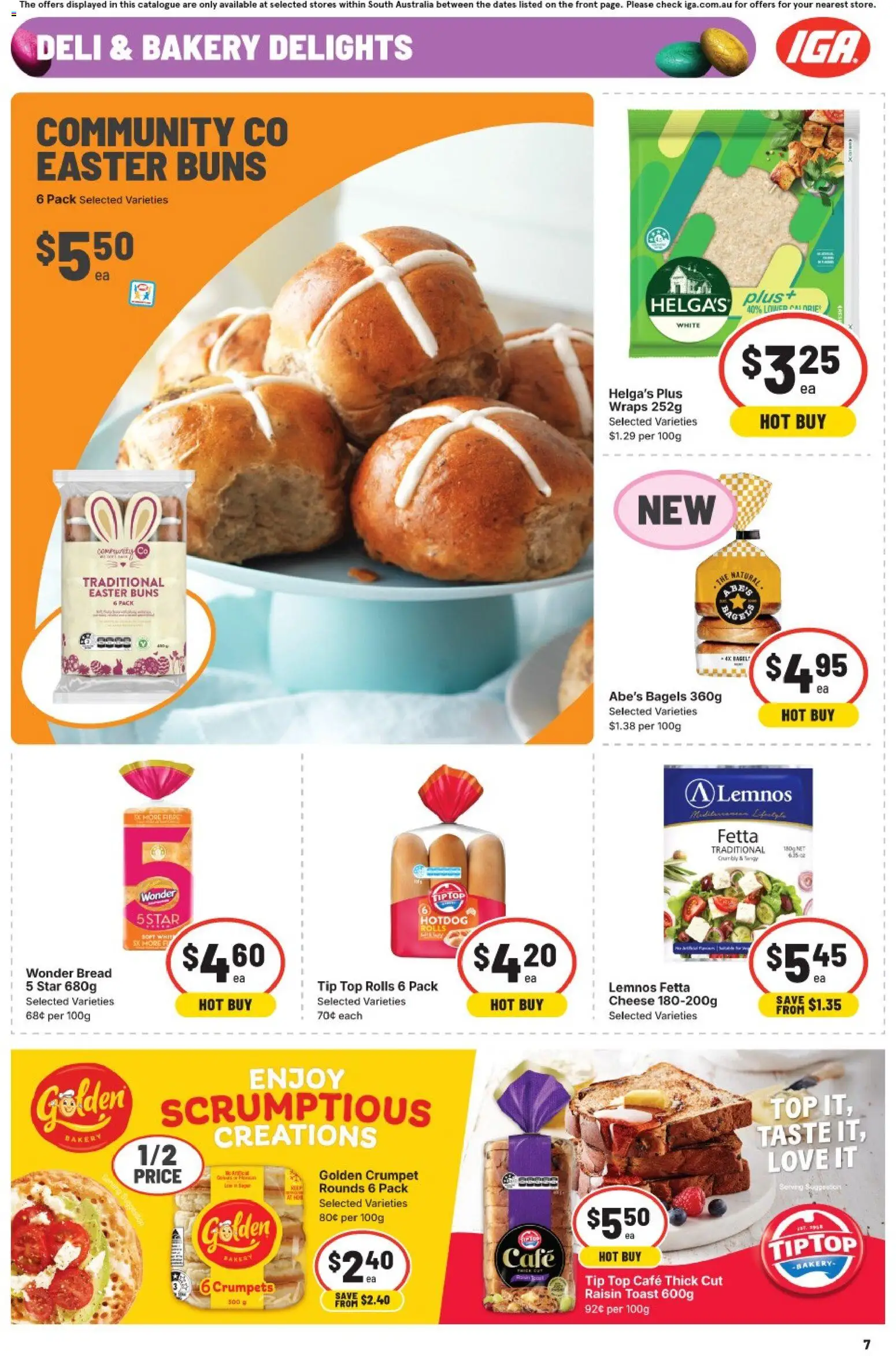 IGA catalogue - valid from 25.03.2026 | Page: 7 | Products: Bagels, Crumpets, Cheese, Bakery