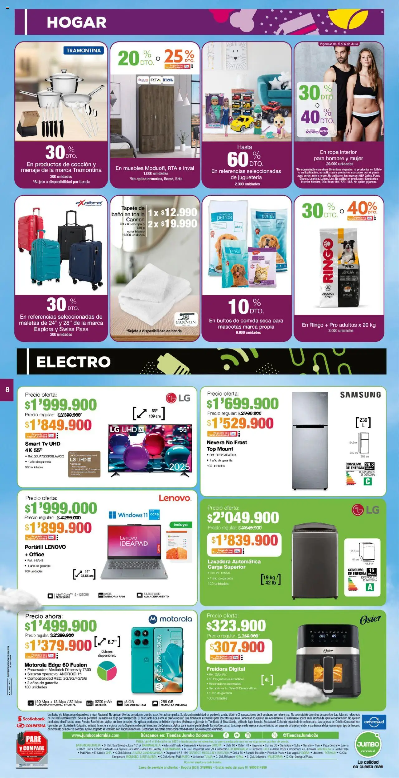 Jumbo revista - valida desde el 04.07.2025 | Página: 8 | Productos: Toalla, Nevera, Ropa, Ropa interior