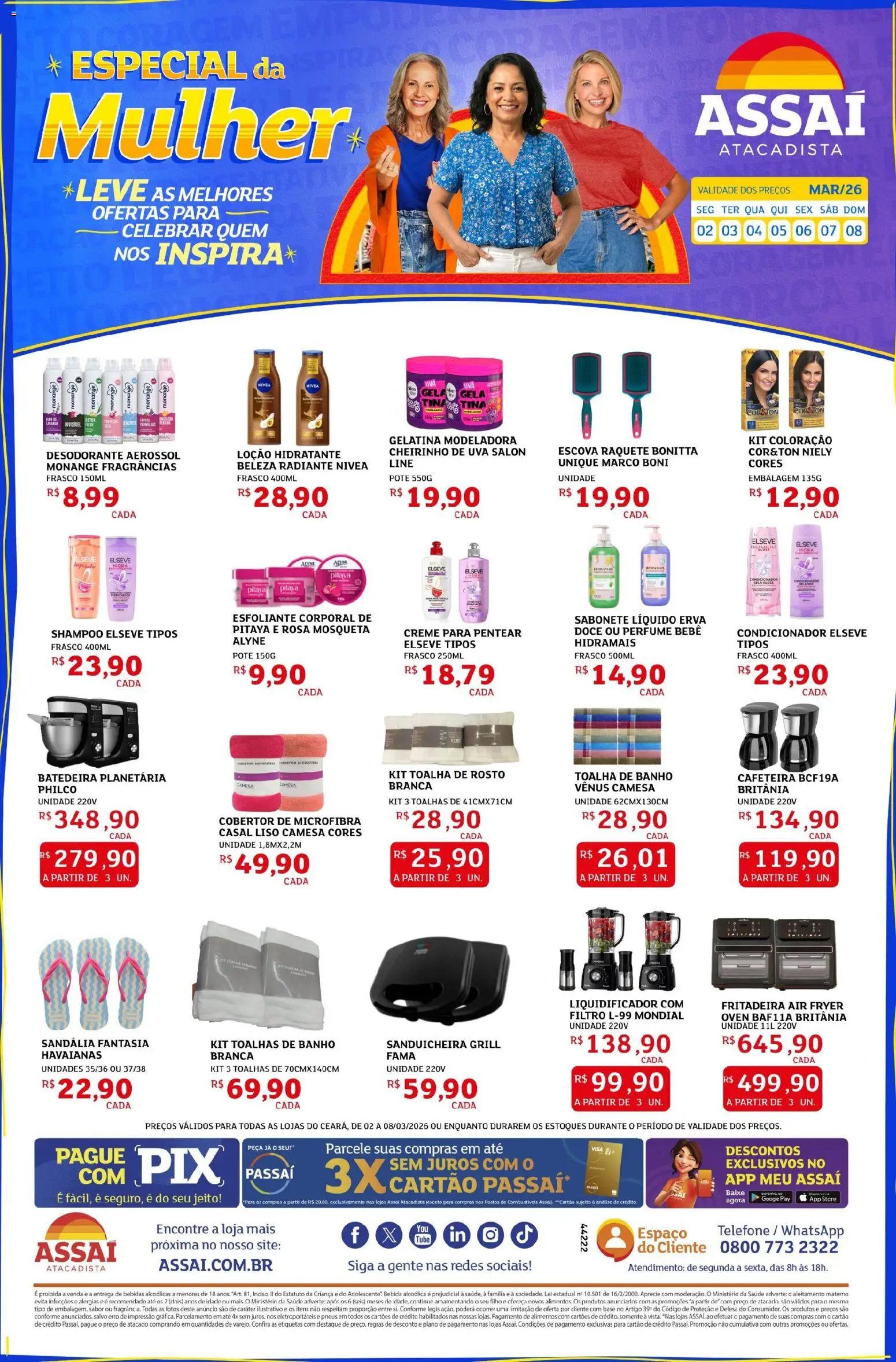 Assaí Atacadista Folheto - válido de 02.03.2026 | Página: 1 | Produtos: Grill, Batedeira, Fantasia, Sabonete