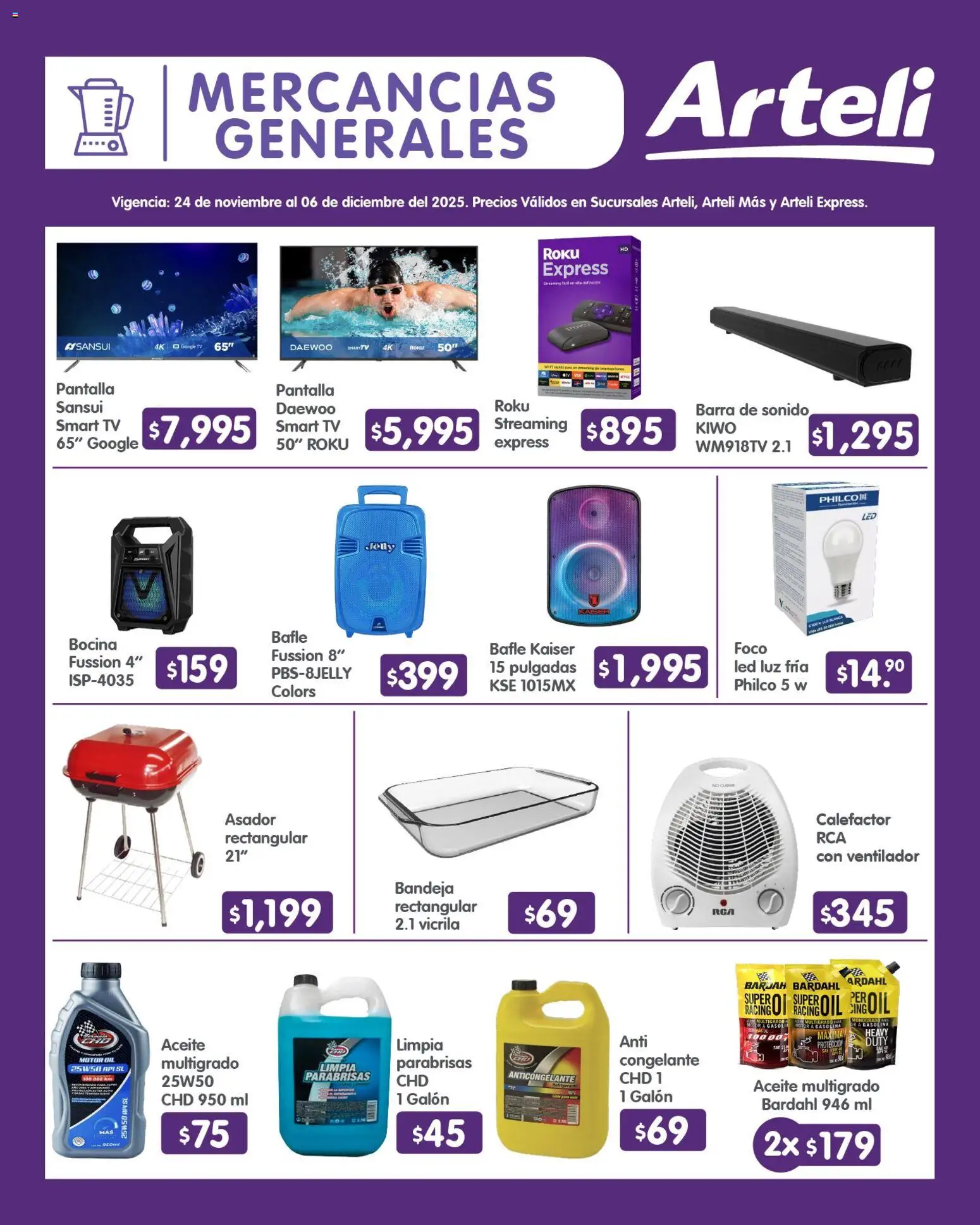 Nuevas ofertas de Arteli válidas en toda la República Mexicana desde el 24.11.2025. ¡Encuentra las mejores ofertas en Arteli folleto Quincenal! | Página: 15 | Productos: Ventilador, Bandeja, Foco, Calefactor