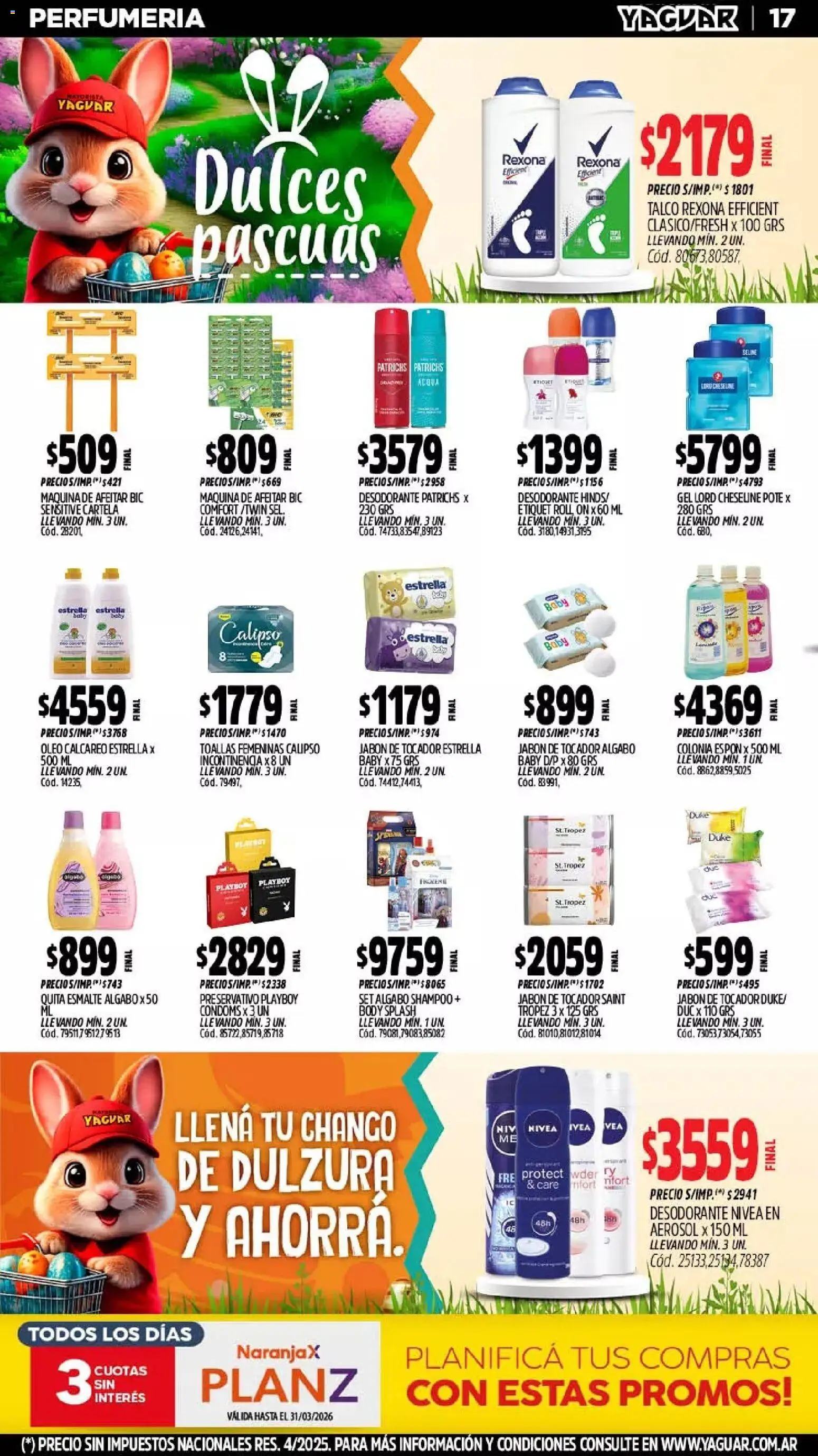 Yaguar - Oferta Semanal General Roca │ válido desde el 23.03.2026 | Página: 17 | Productos: Toallas, Maquina de afeitar, Shampoo, Desodorante