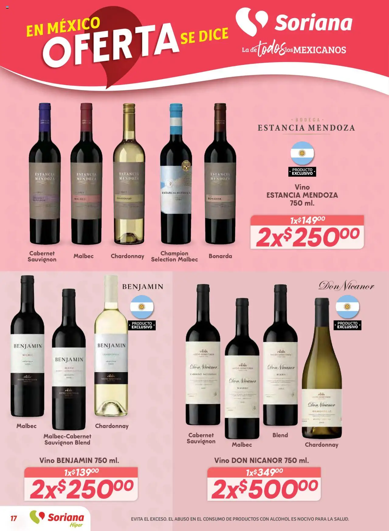 Nuevas ofertas de Soriana válidas en toda la República Mexicana desde el 16.10.2025. ¡Encuentra las mejores ofertas en Soriana - Preciazazaso Híper: BCS, Jal, Nay, Sin, Son! | Página: 17 | Productos: Vino