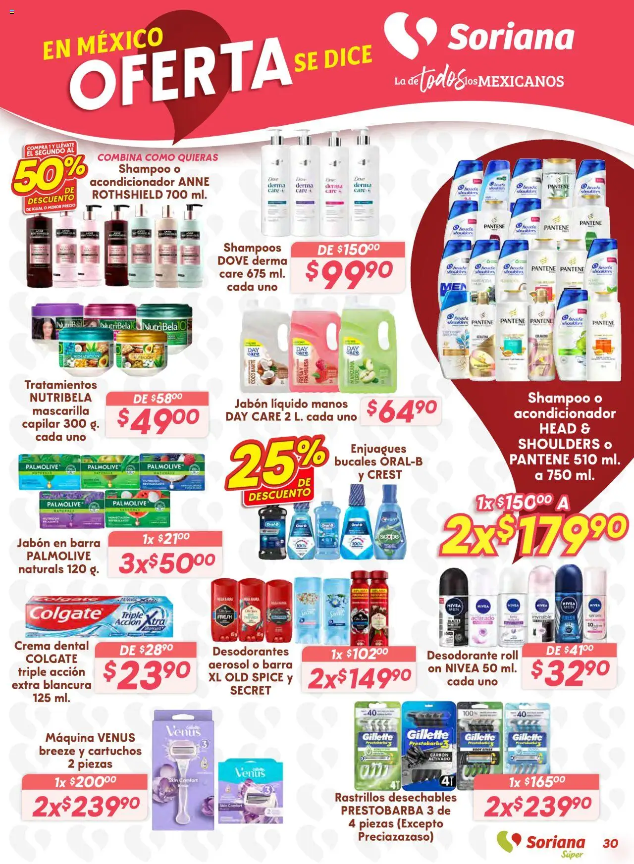 Nuevas ofertas de Soriana válidas en toda la República Mexicana desde el 25.09.2025. ¡Encuentra las mejores ofertas en Soriana - Preciazazaso Súper: Valle de México! | Página: 30 | Productos: Desodorante, Jabón líquido, Manzana, Jabón