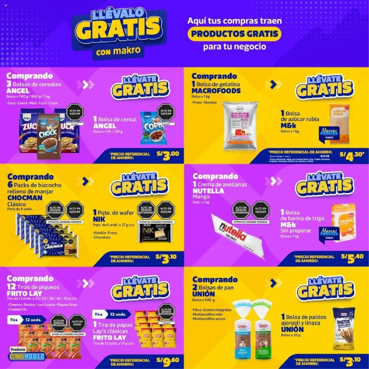 Catálogo Makro válido desde 12.02.2026 | Página: 4 | Productos: Pan, Chocolate, Cereales, Crema