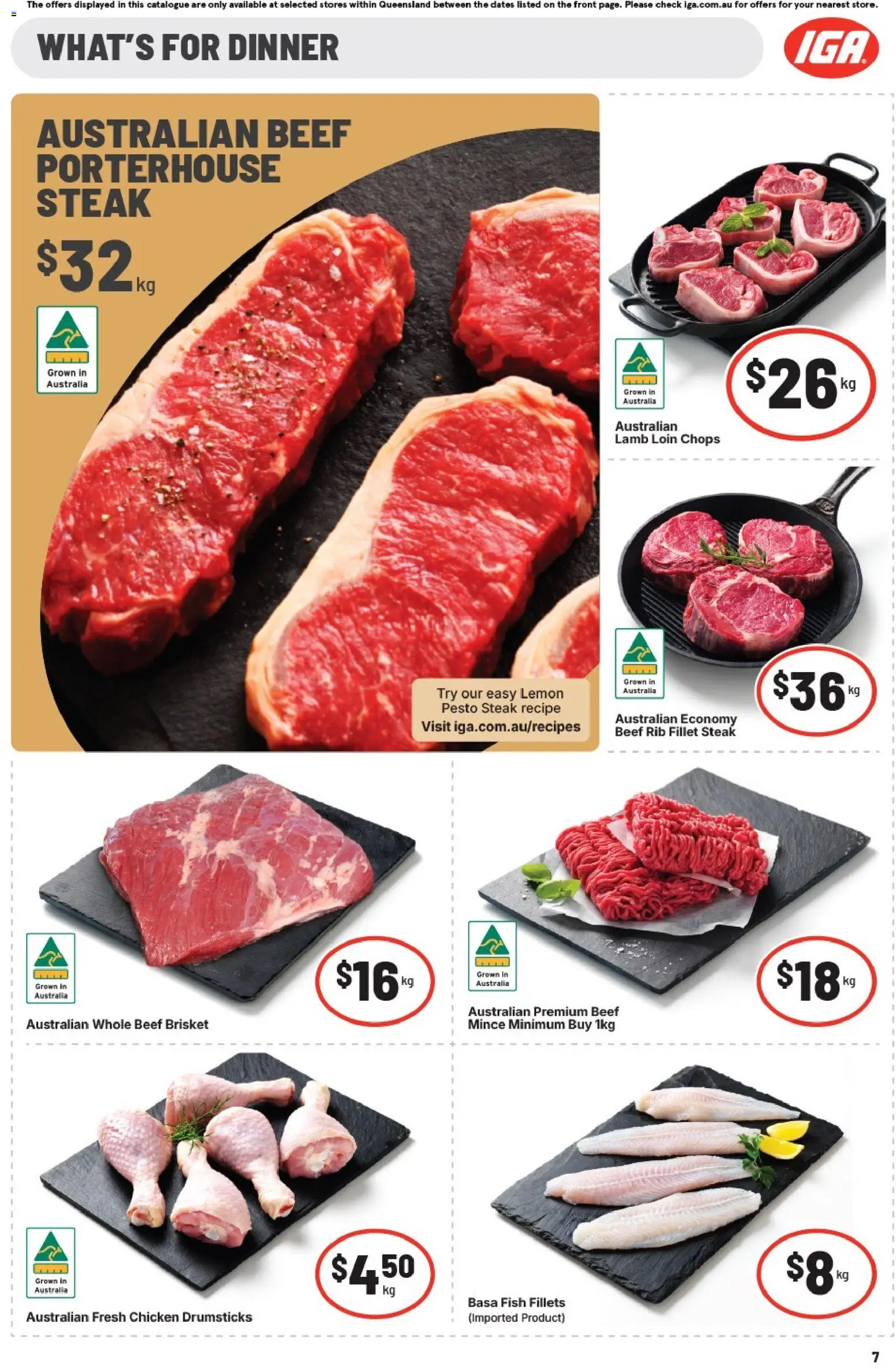 IGA catalogue - valid from 21.01.2026 | Page: 7 | Products: Chicken, Fish, Steak, Lemon