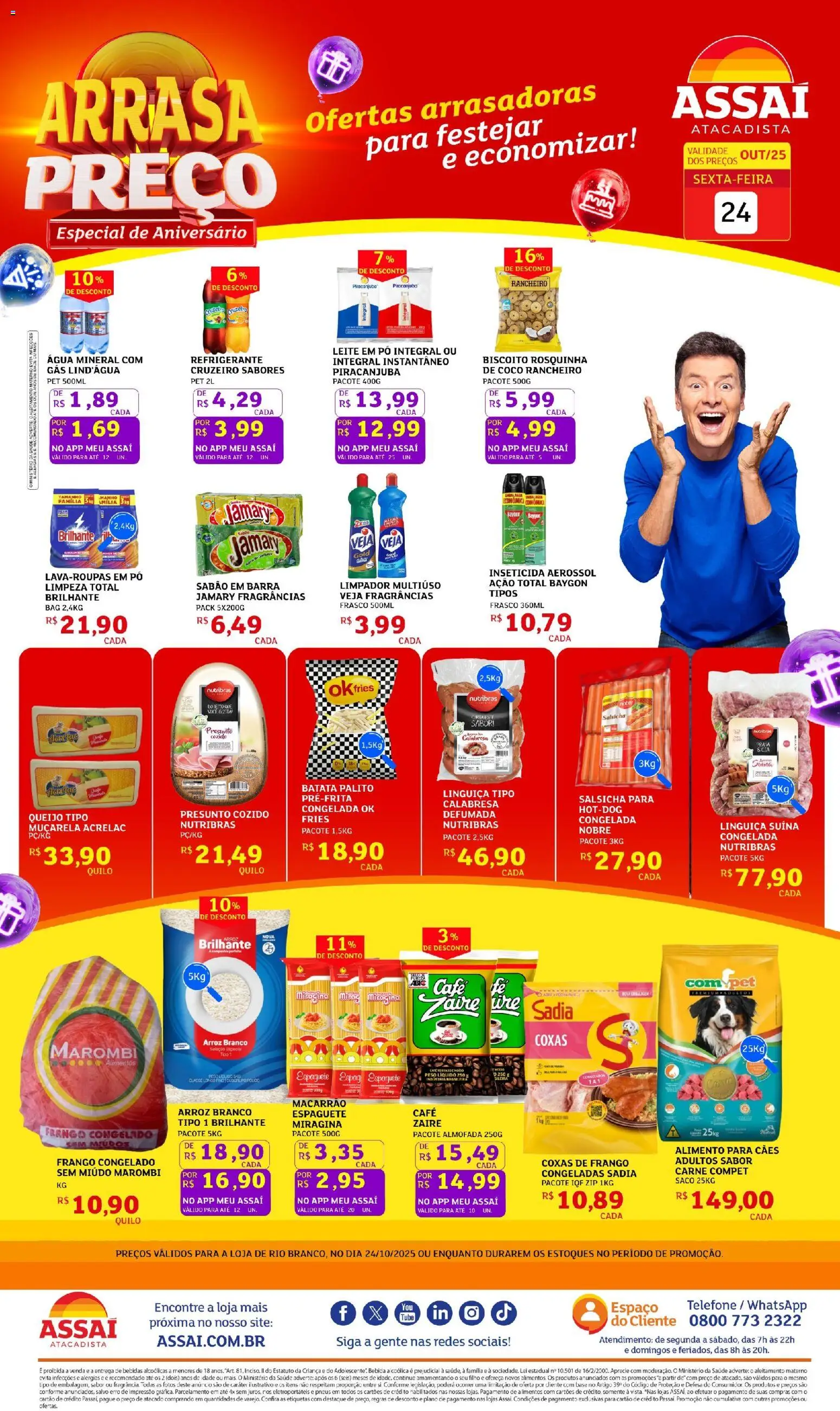 Assaí Atacadista Folheto - válido de 24.10.2025 | Página: 1 | Produtos: Pó, Sabão, Macarrão, Água mineral