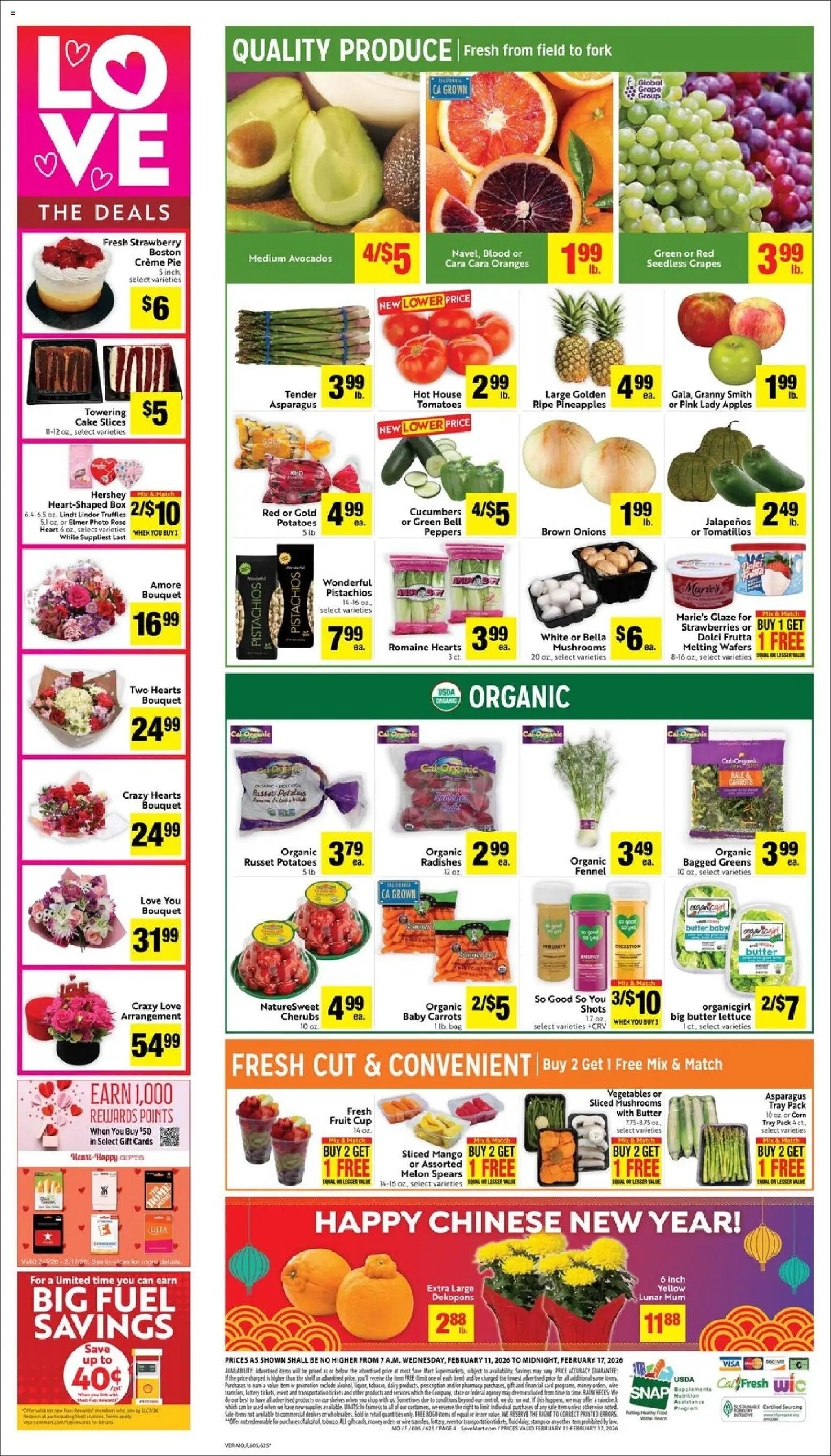 Save Mart Weekly Ad - valid from 11.02.2026 | Page: 4 | Products: Peppers, Wire, Oranges, Greens