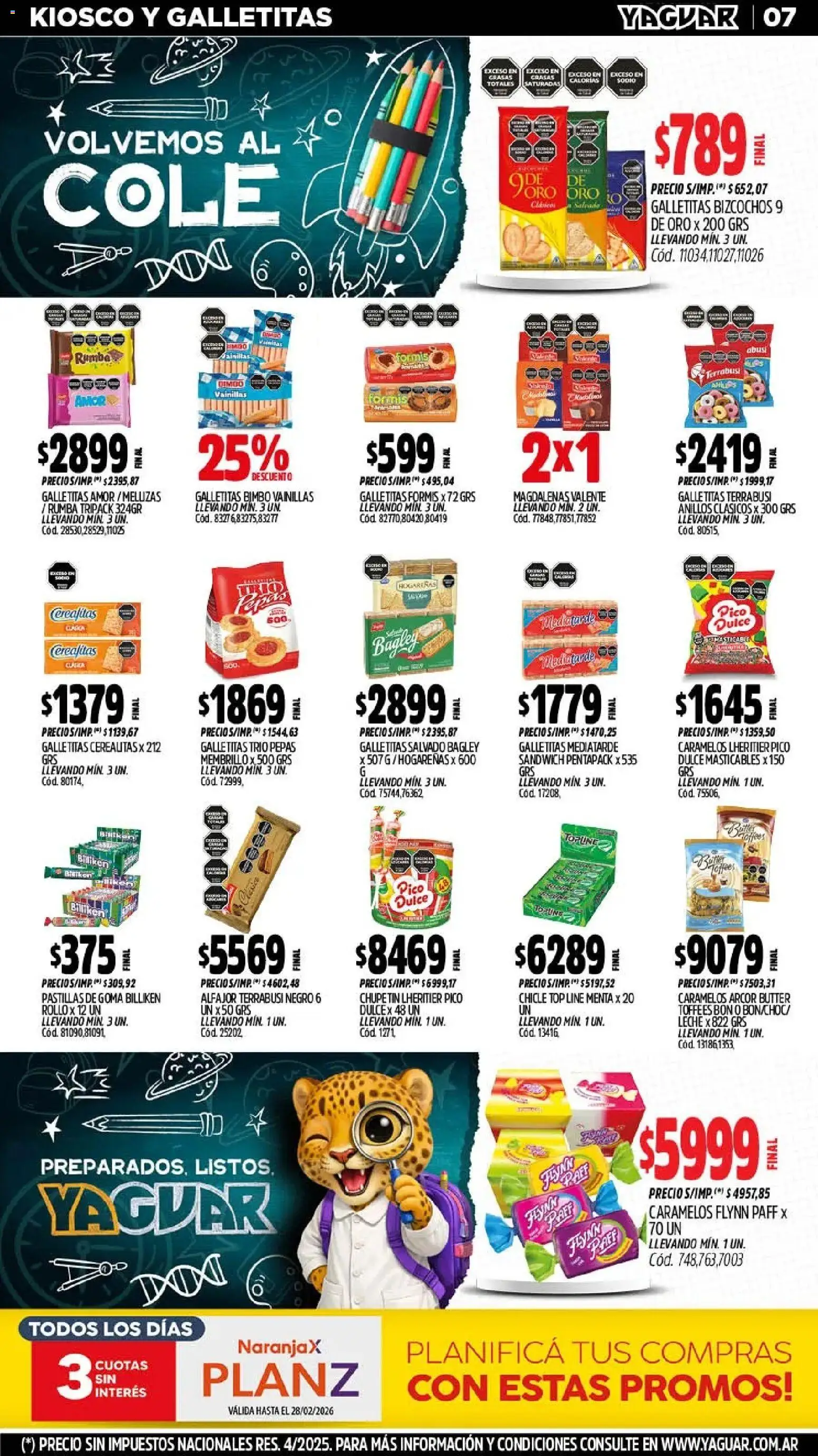 Yaguar catálogo │ válido desde el 23.02.2026 | Página: 7 | Productos: Top, Galletitas, Alfajor, Bizcochos