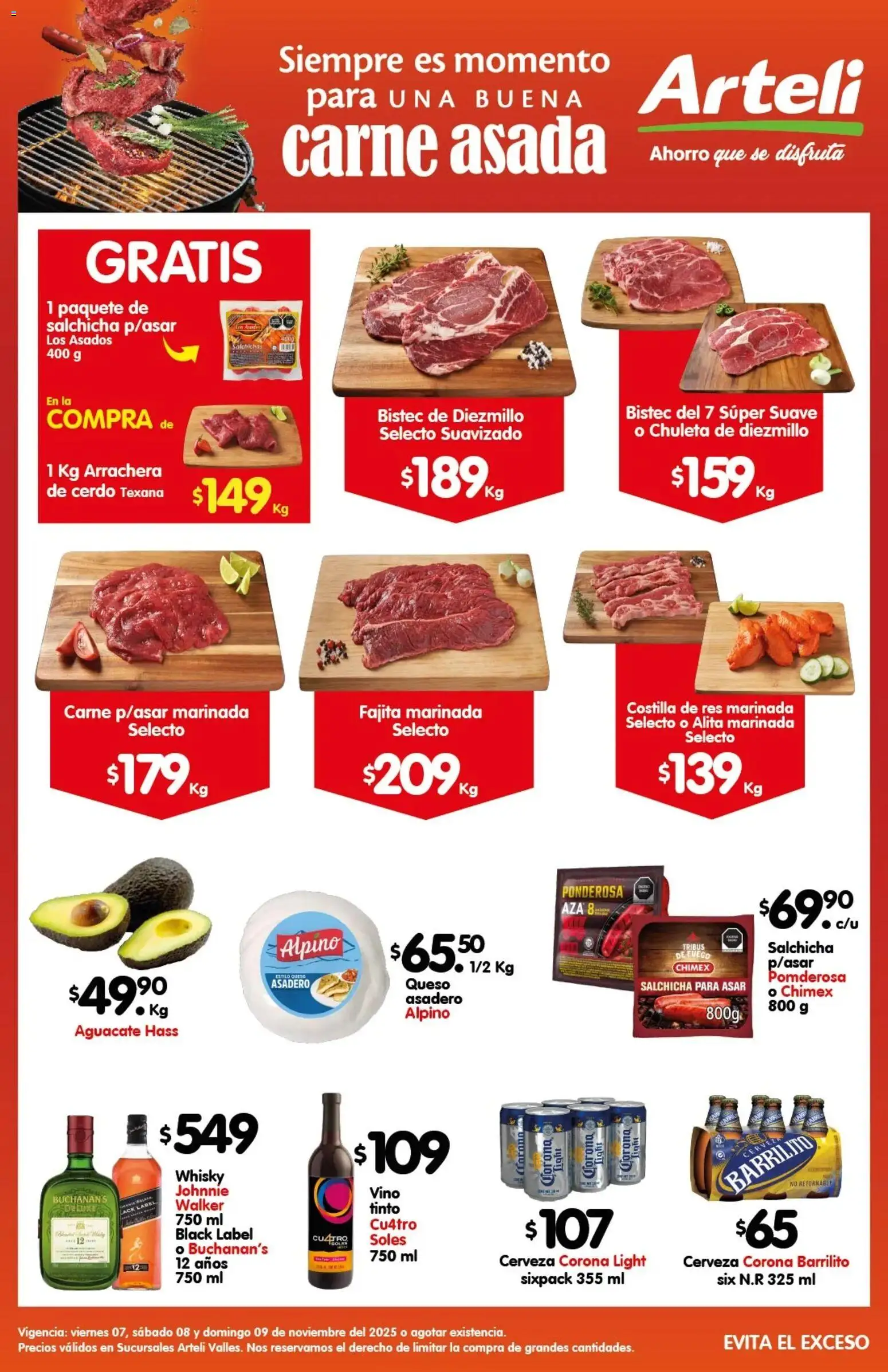 Nuevas ofertas de Arteli válidas en toda la República Mexicana desde el 07.11.2025. ¡Encuentra las mejores ofertas en Arteli folleto Carnita Asada Valles! | Página: 1 | Productos: Aguacate, Cerdo, Res, Vino