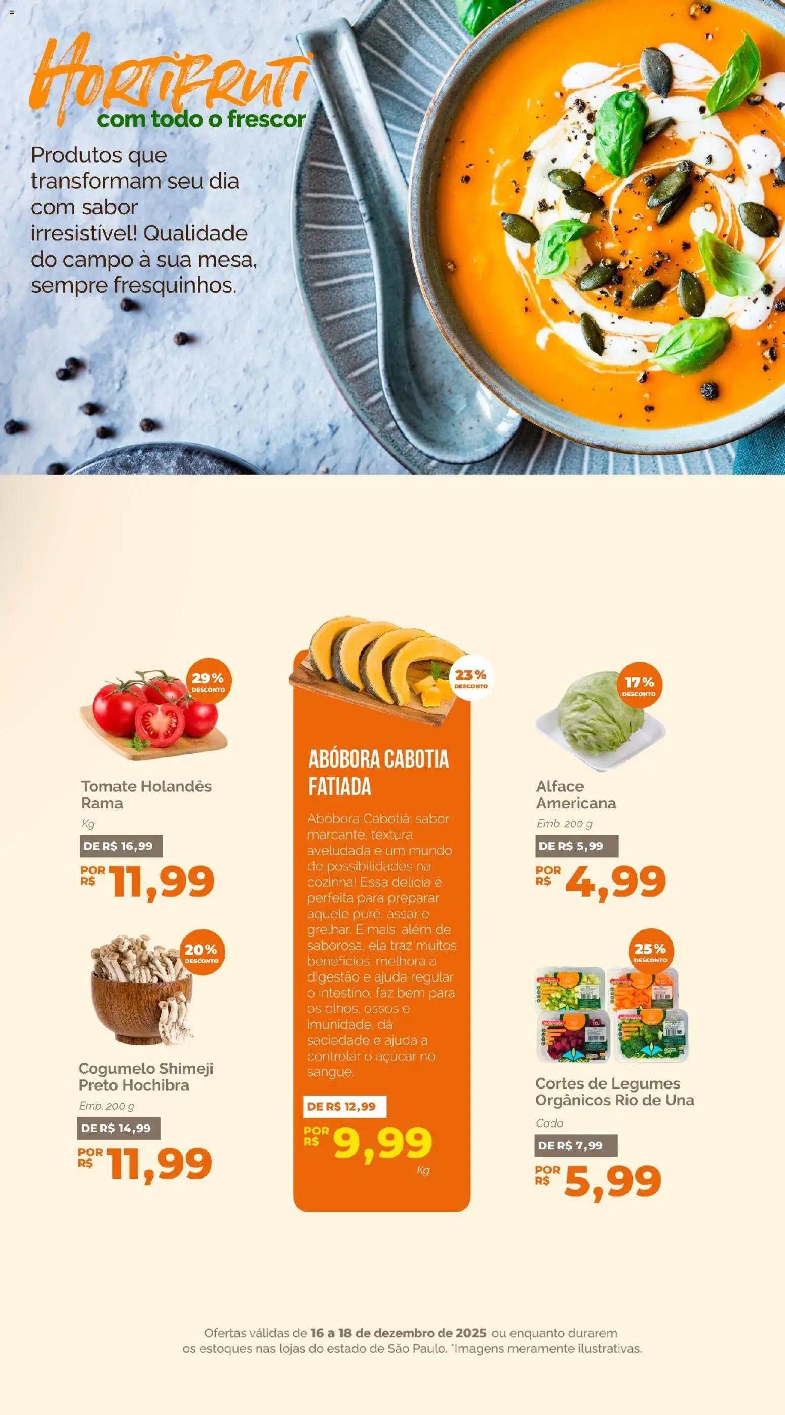 Oba Hortifruti Folheto - válido de 16.12.2025 | Página: 5 | Produtos: Abóbora, Cogumelo, Alface, Açúcar