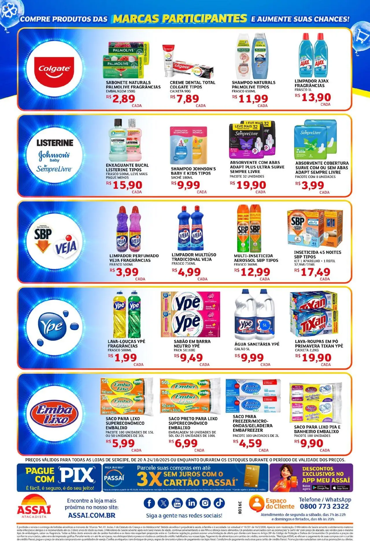 Assaí Atacadista Folheto - válido de 20.10.2025 | Página: 6 | Produtos: Shampoo, Sabão, Freezer, Inseticida