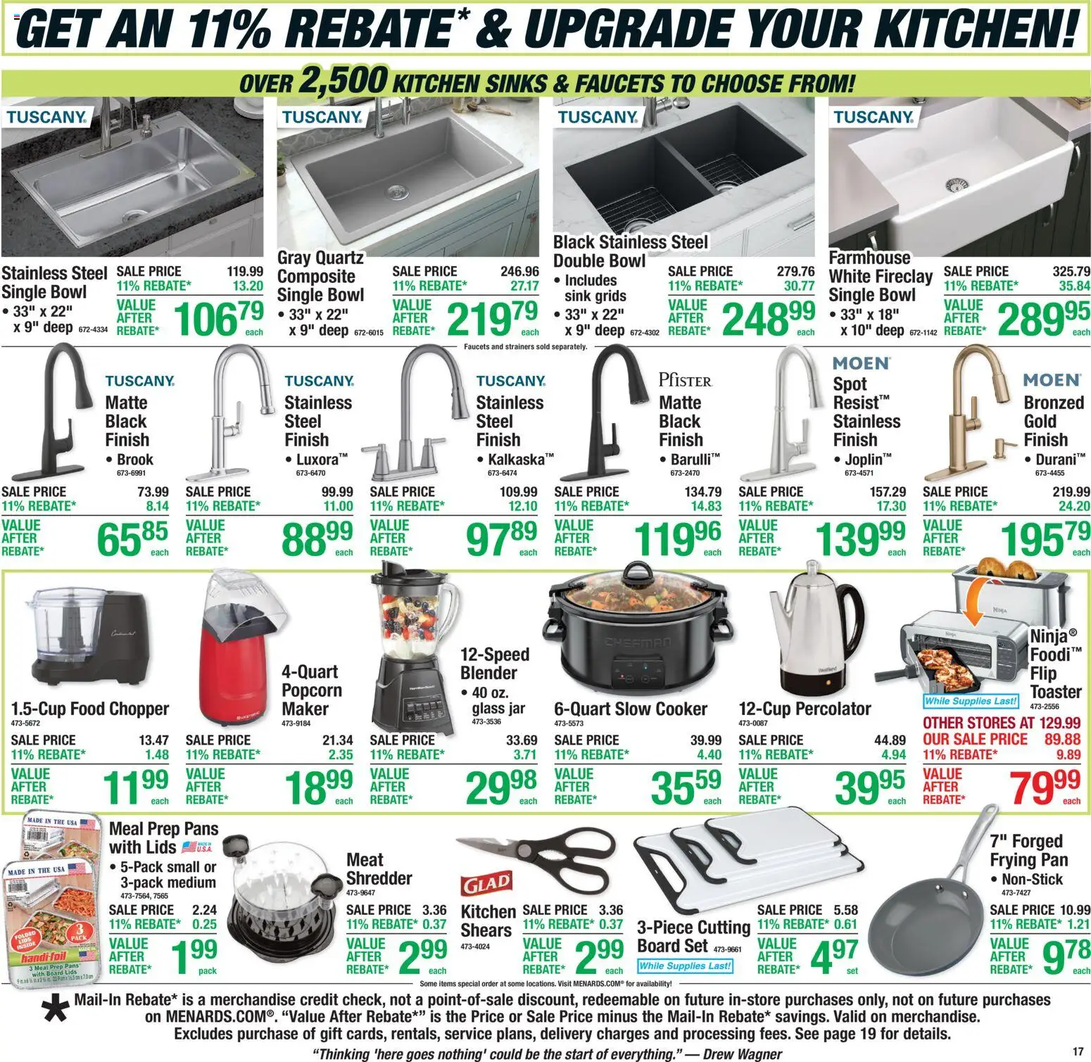 Menards Weekly Ad - valid from 22.04.2026 | Page: 19 | Products: Toaster, Pan, Blender, Shredder