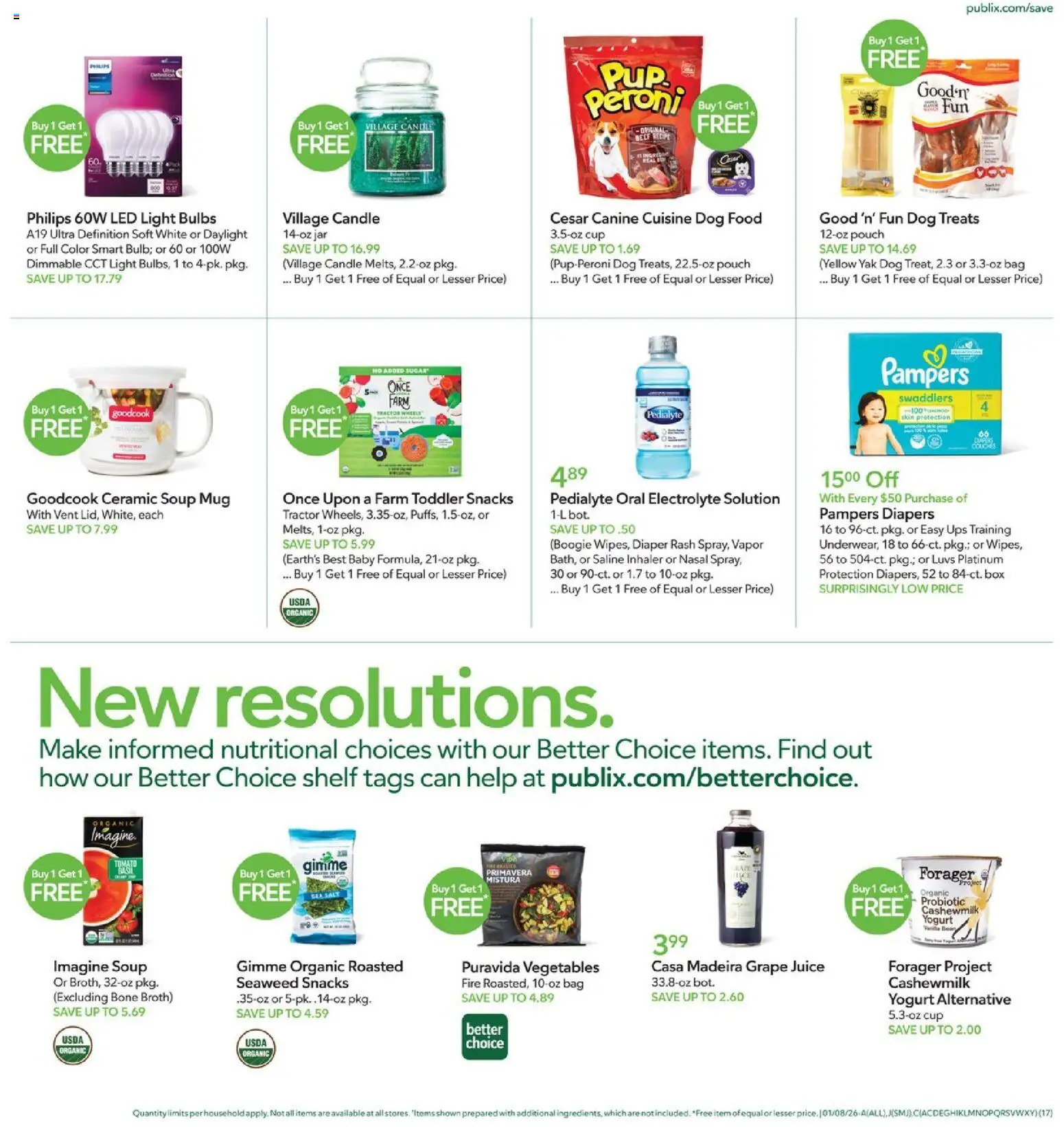 Publix Weekly Ad - valid from 07.01.2026 | Page: 17 | Products: Dog Treats, Vegetables, Bag, UPS