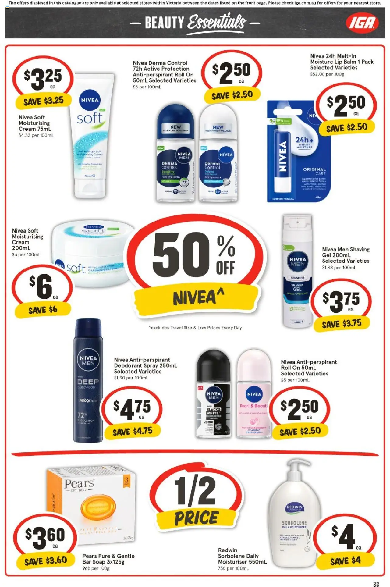 IGA catalogue - valid from 27.08.2025 | Page: 34 | Products: Moisturiser, Antiperspirant, Cream, Vitamin