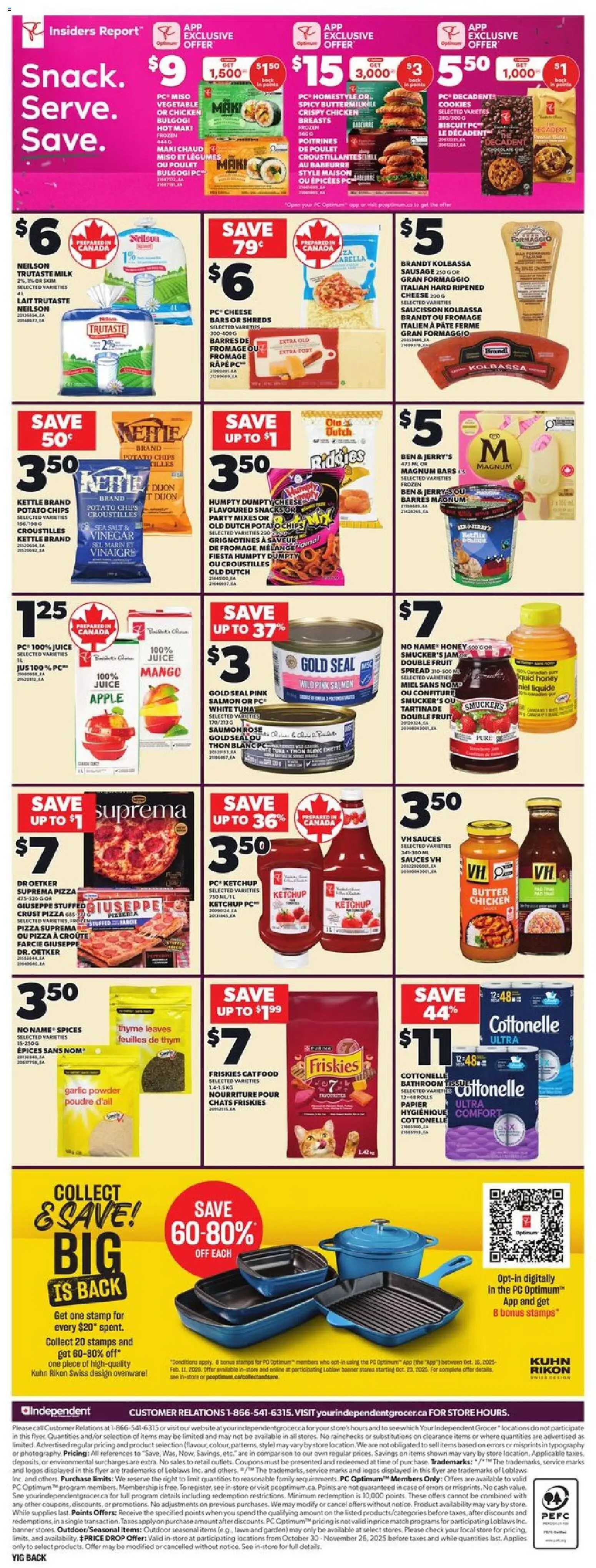 Independent Grocer flyer valid from 13.11.2025 | Page: 4 | Products: Ketchup, Butter, Cheese, Pizza