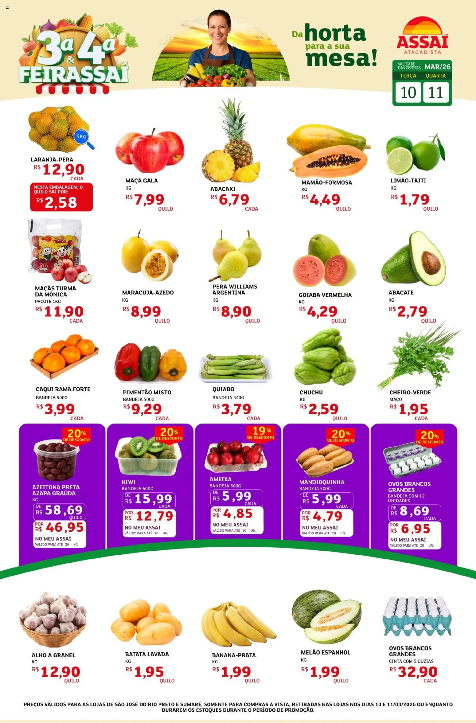 Assaí Atacadista Folheto - válido de 10.03.2026 | Página: 1 | Produtos: Melão, Pimentão, Kiwi, Batata