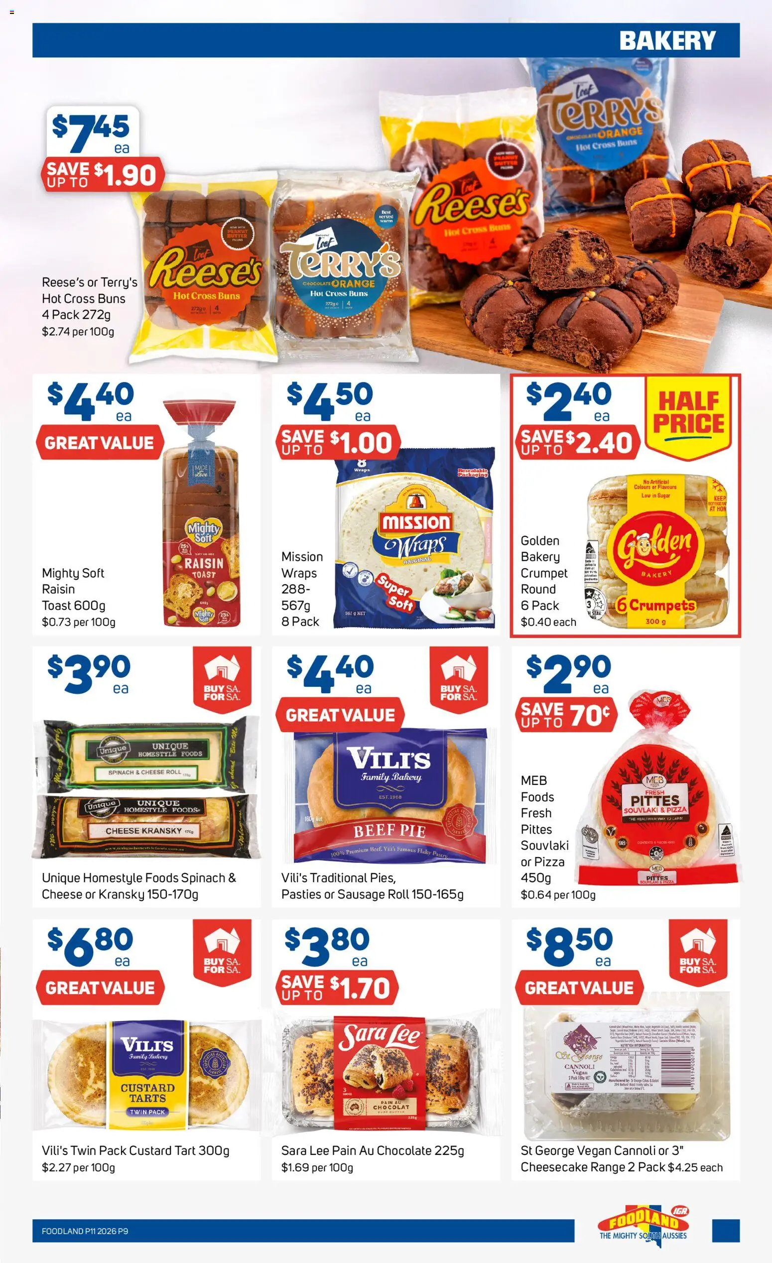 Foodland catalogue - valid from 11.03.2026 | Page: 9 | Products: Crumpets, Chocolate, Pizza, Spinach