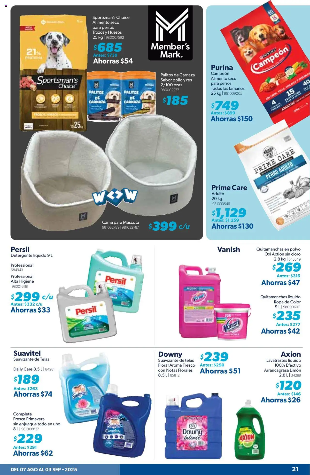 Nuevas ofertas de Sam's Club válidas en toda la República Mexicana desde el 07.08.2025. ¡Encuentra las mejores ofertas en Sam's Club - Catálogo Productos Especiales! | Página: 21 | Productos: Detergente, Res, Suavizante de telas, Cloro