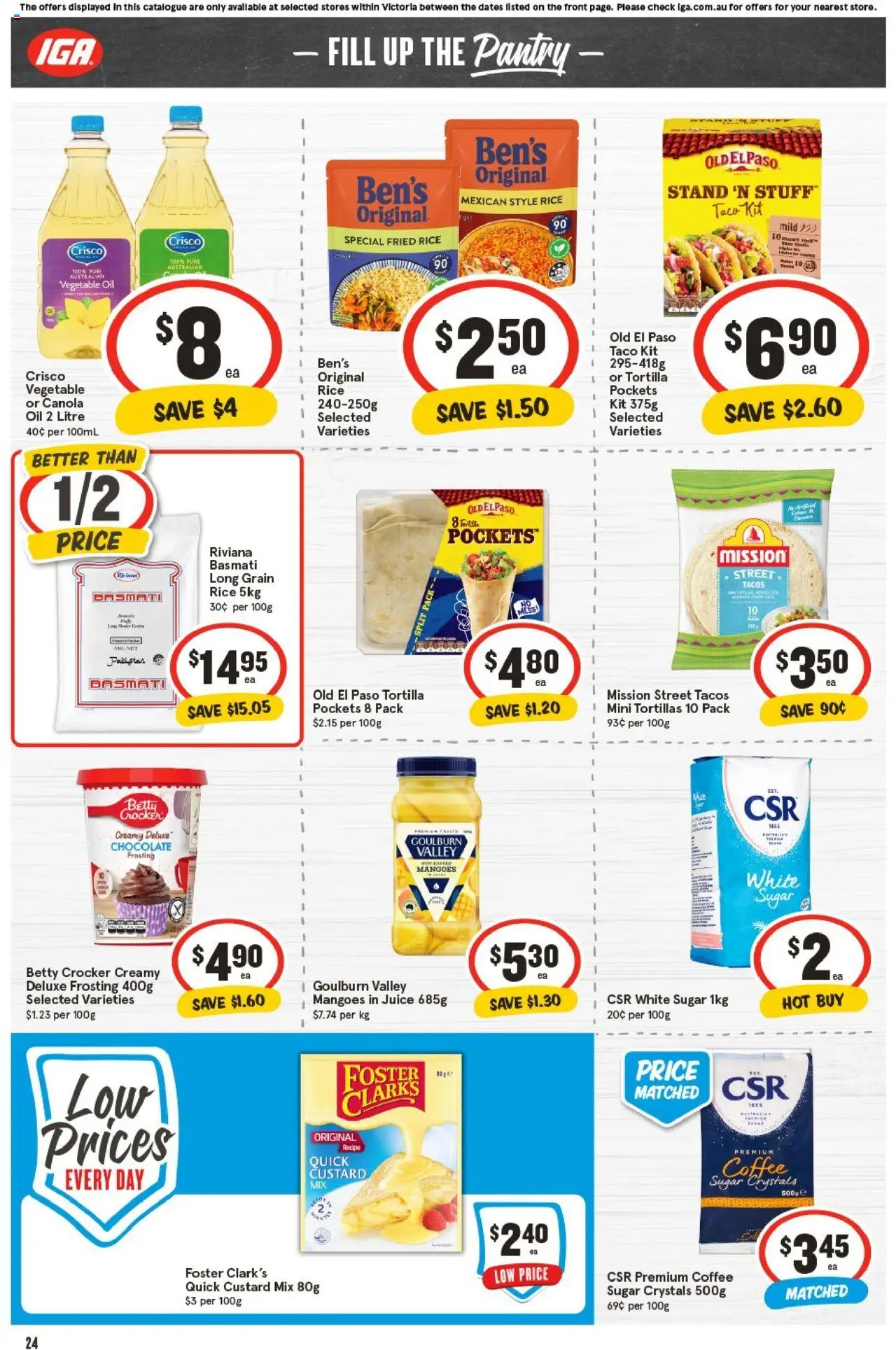IGA catalogue - valid from 09.07.2025 | Page: 24 | Products: Oil, Rice, Sugar, Tortillas