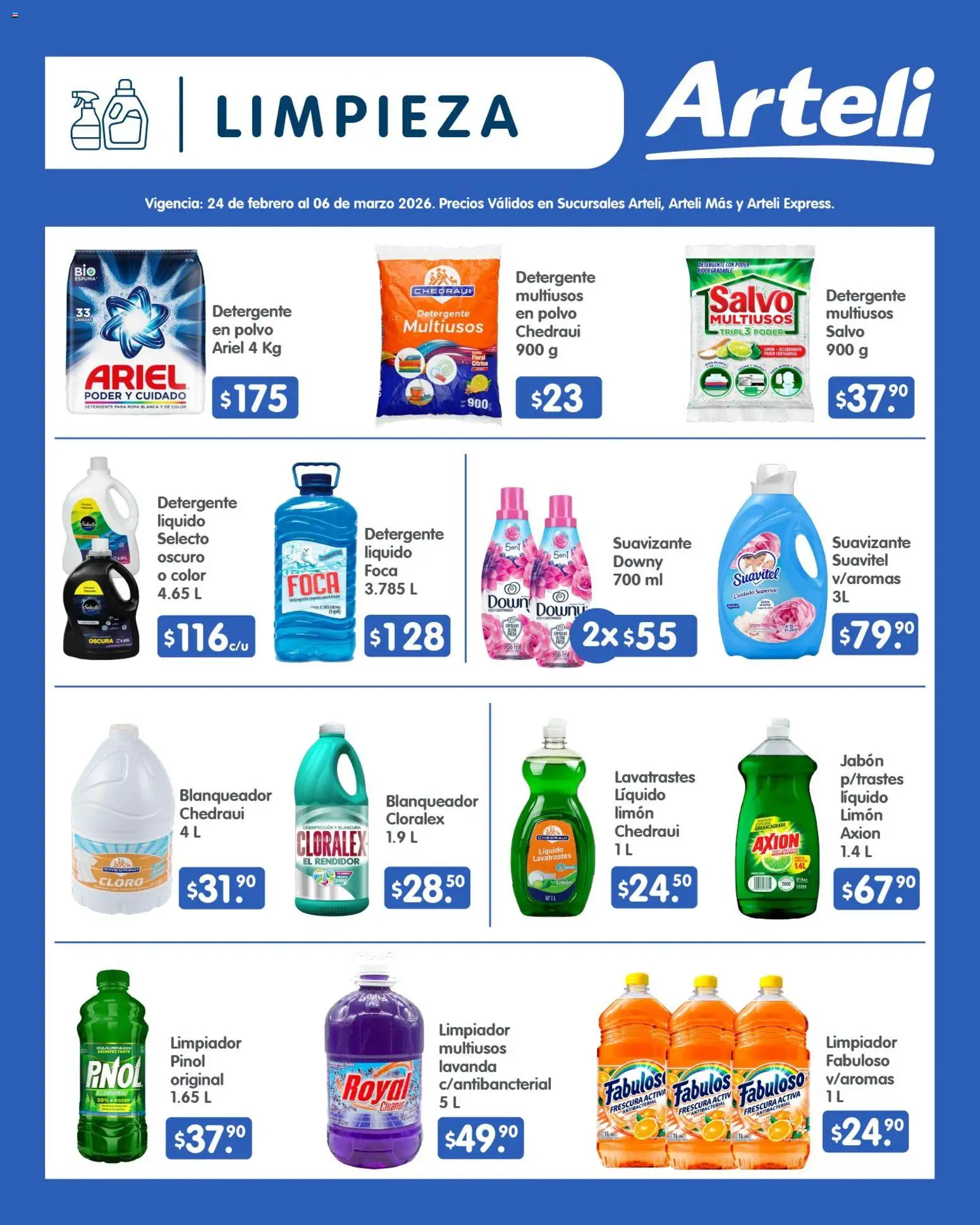 Nuevas ofertas de Arteli válidas en toda la República Mexicana desde el 24.02.2026. ¡Encuentra las mejores ofertas en Arteli folleto Quincenal! | Página: 14 | Productos: Limón, Cloro, Foco, Jabón
