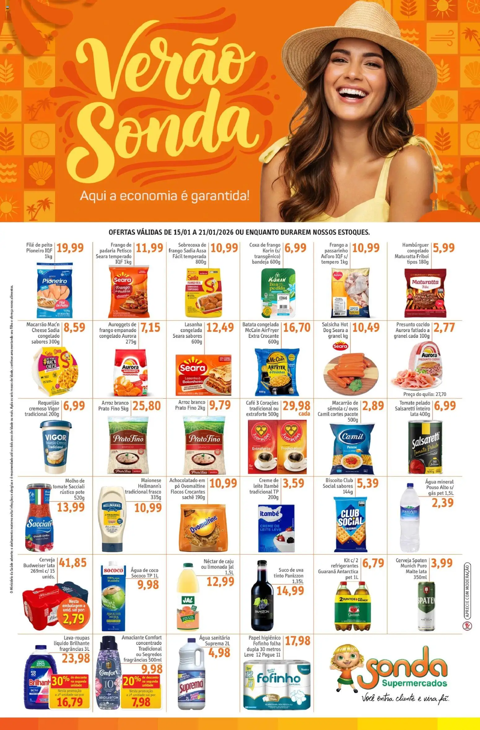 Sonda Folheto - válido de 15.01.2026 | Página: 1 | Produtos: Ovos, Presunto, Creme de leite, Maionese