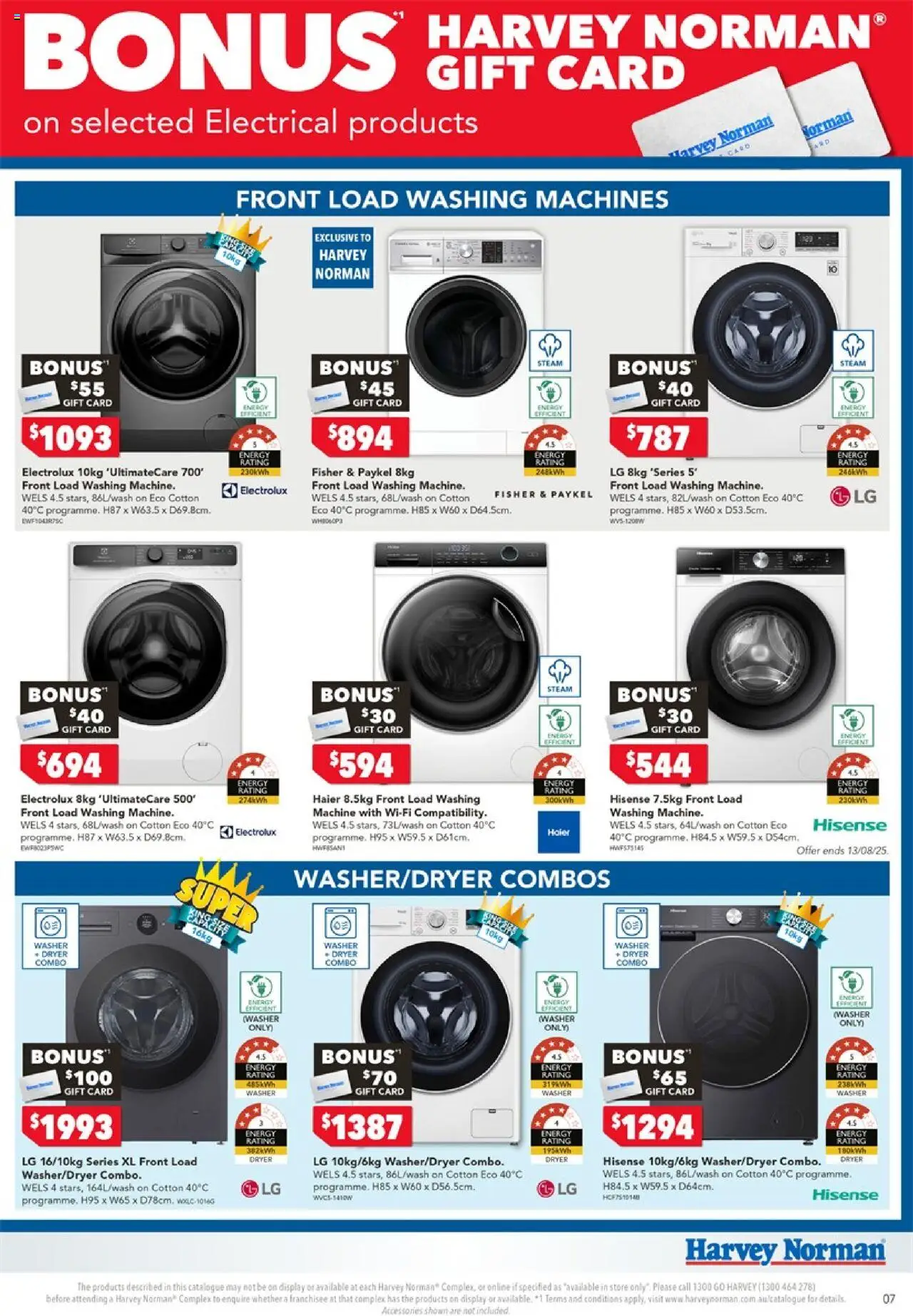 Harvey Norman catalogue - valid from 08.08.2025 | Page: 7 | Products: Dryer, Washer