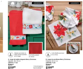 Vista previa de B. Juego de servilletas Merry Christmas, Poliéster. 30 cm c/u, nuevo folleto de la tienda, válido en México a partir del 28.11.2025 | Página: 27 | Productos: Juego, Algodón, Toallas, Servilletas