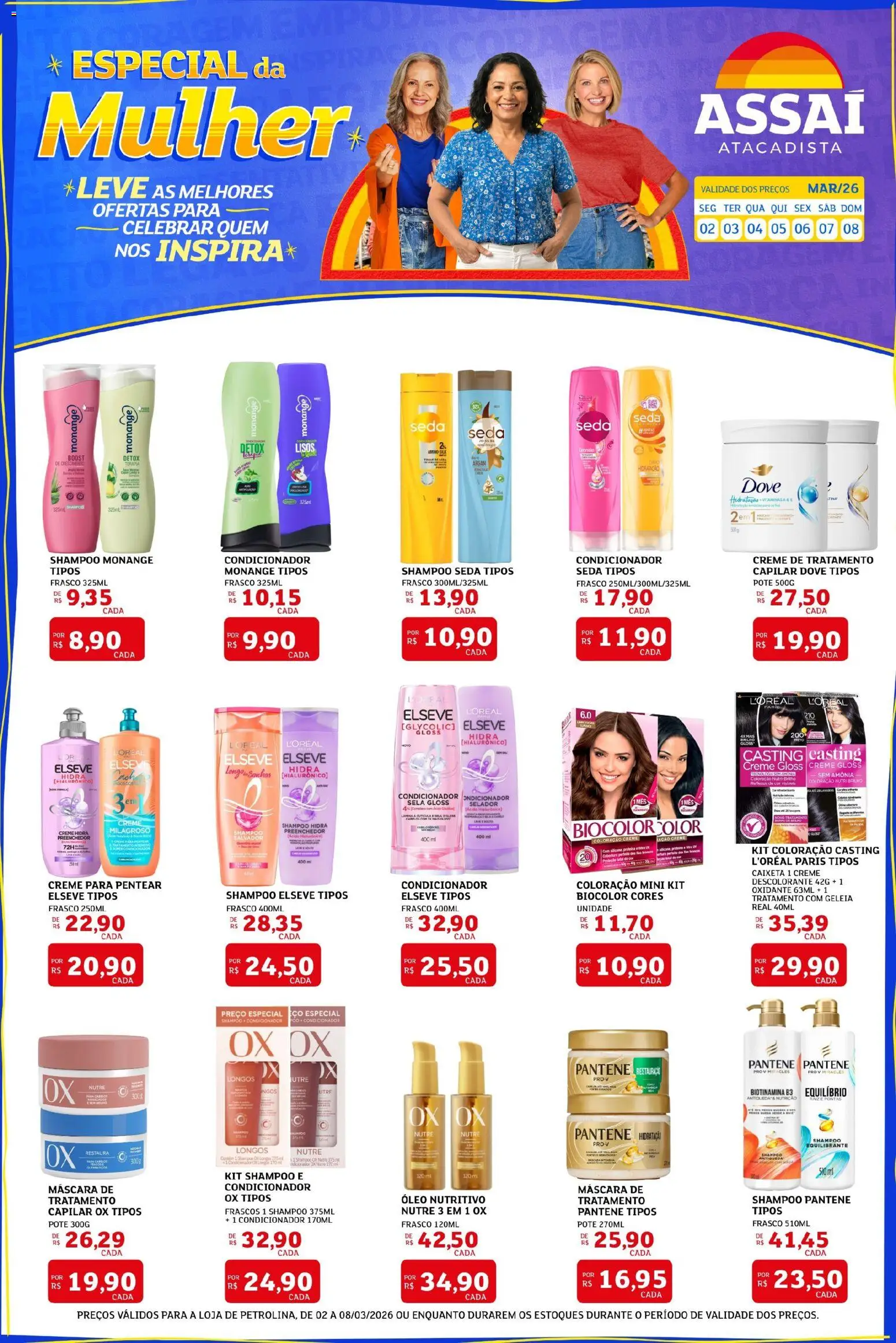 Assaí Atacadista Folheto - válido de 02.03.2026 | Página: 1 | Produtos: Condicionador, Shampoo pantene, Geleia, Creme